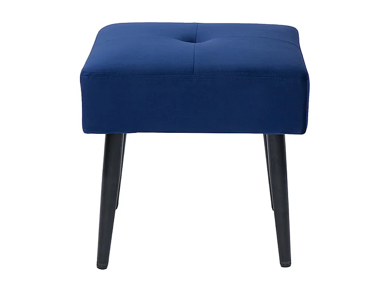 Niedriger Hocker aus Stoff mit Samteffekt in Nachtblau und schwarzes Metall H46 cm GUESTA