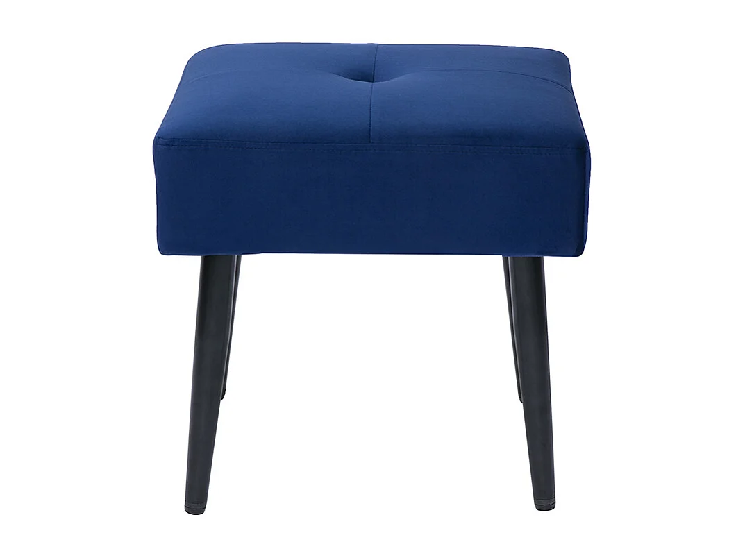 Niedriger Hocker aus Stoff mit Samteffekt in Nachtblau und schwarzes Metall H46 cm GUESTA