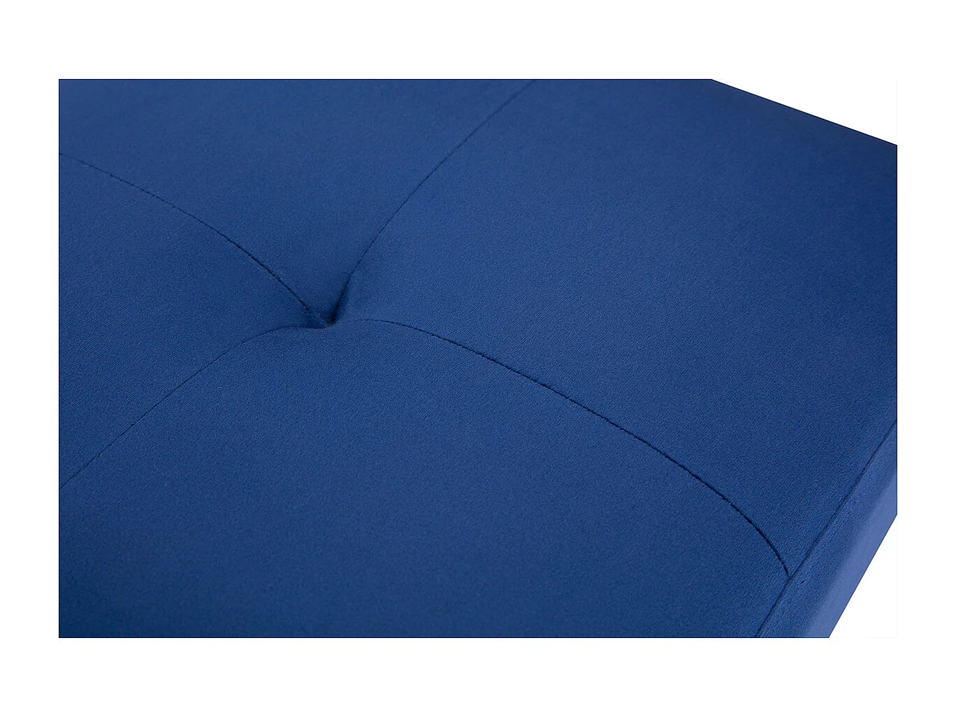 Tabouret bas en tissu effet velours texturé bleu nuit et métal noir H46 cm GUESTA