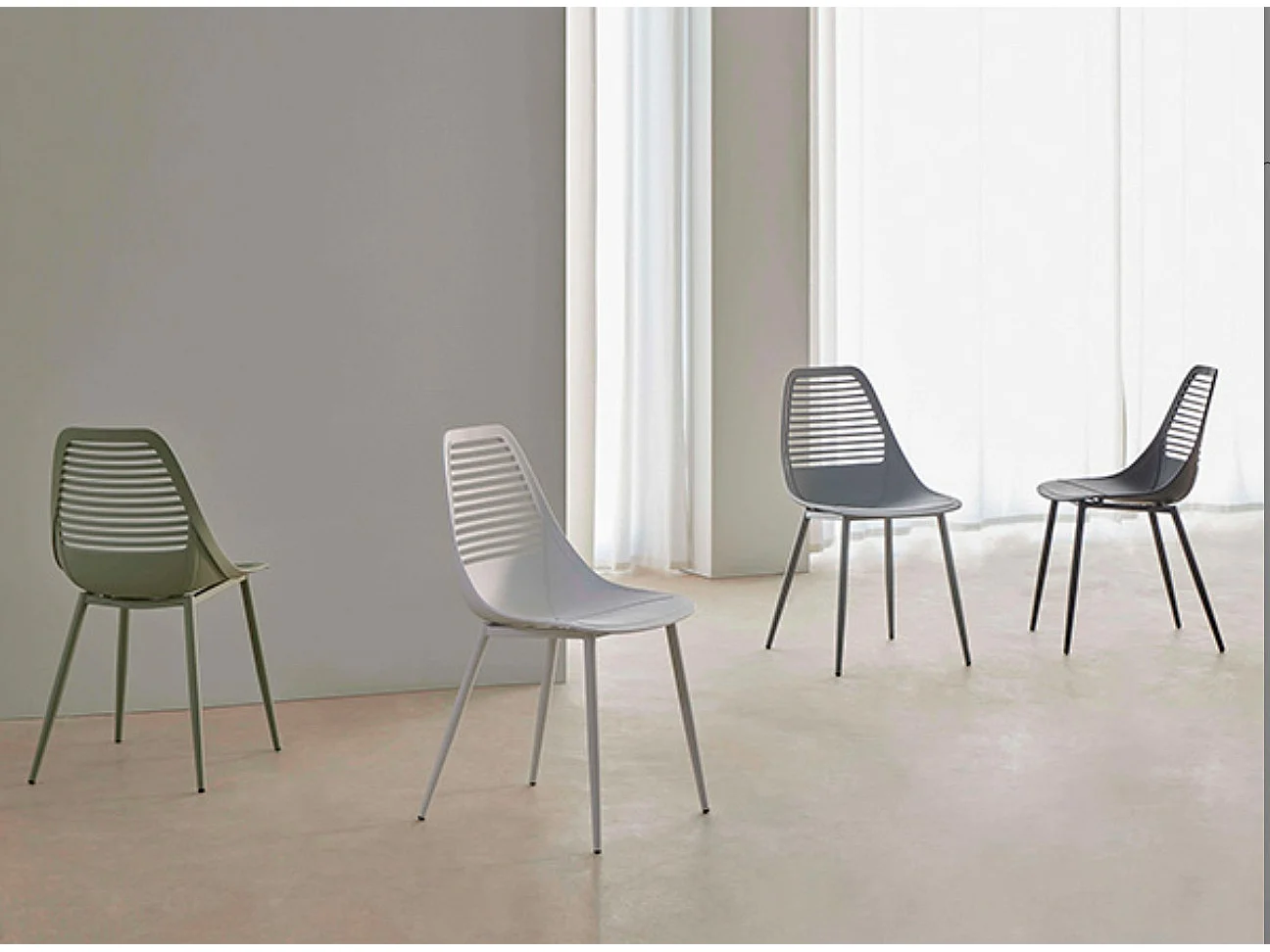 Chaise en polypropylène et métal Kyla-Vert amande