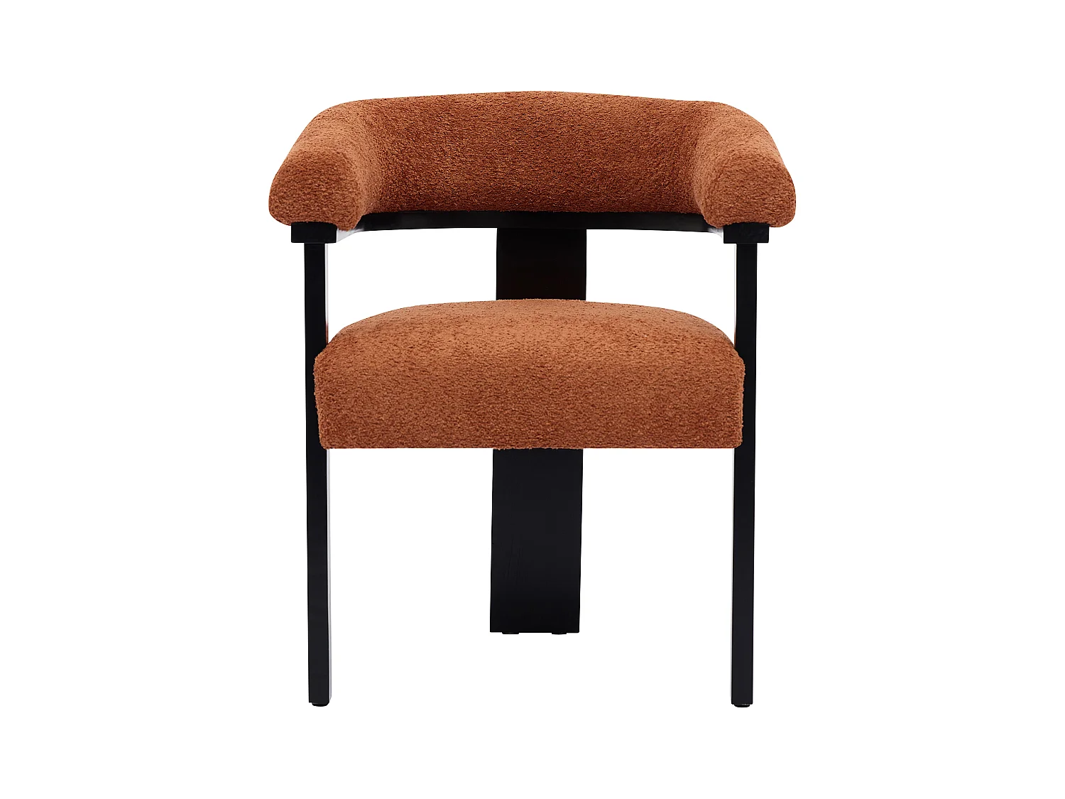 Lot de 2 chaises avec accoudoirs en tissu bouclette et bois d'hévéa noir - Terracotta - LIVELIA de Pascal MORABITO