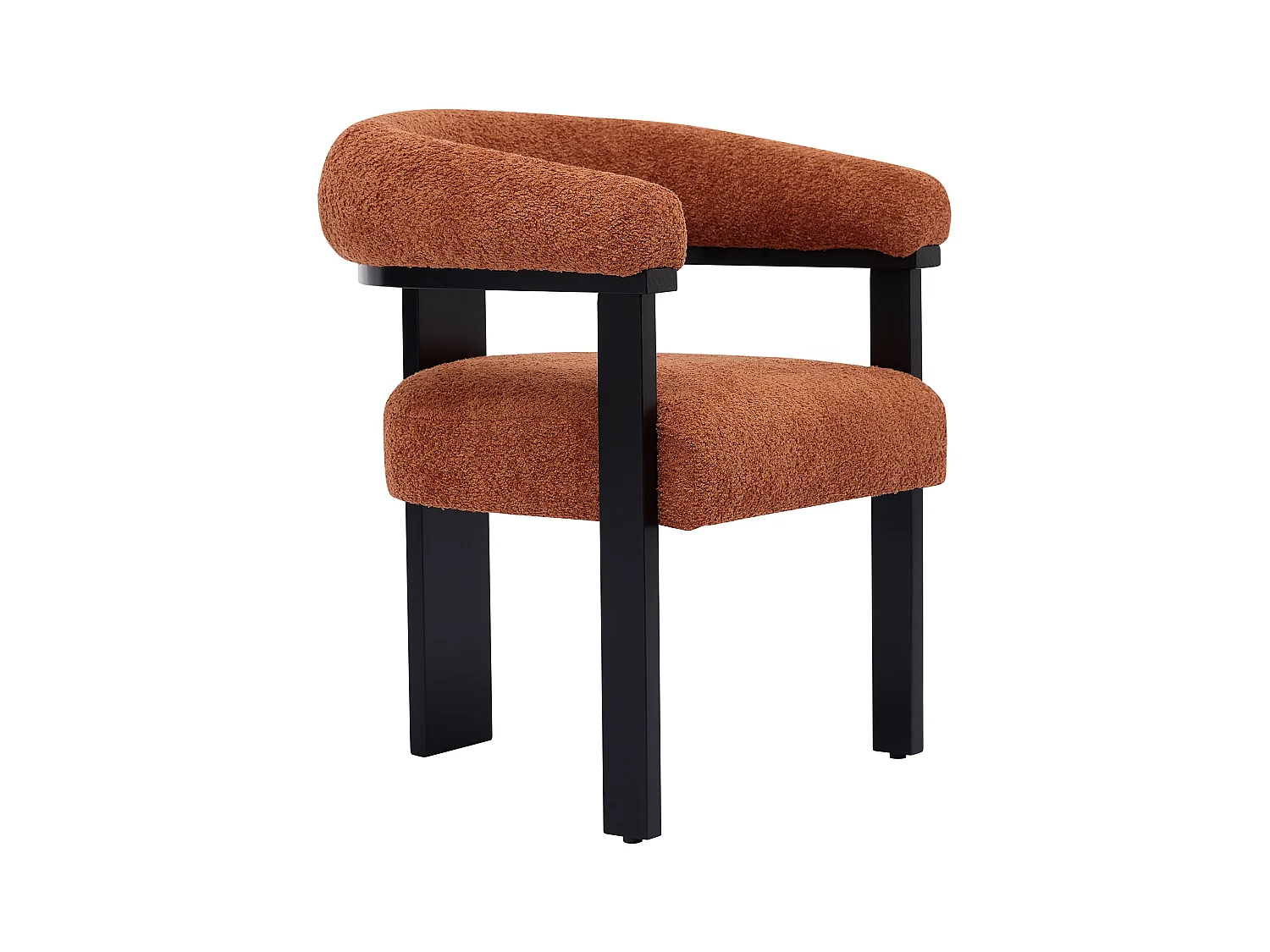 Set van 2 stoelen met armleuningen van boucléstof en heveahout - Terracotta en zwart - LIVELIA van Pascal MORABITO