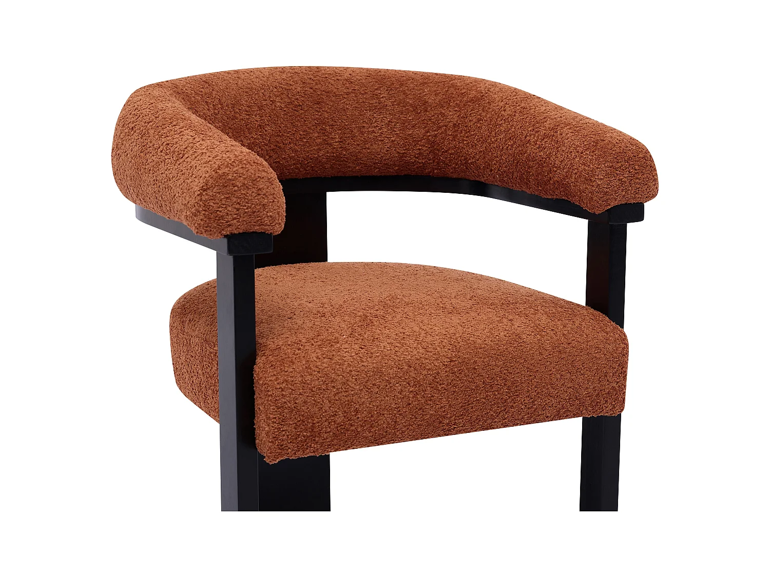 Set van 2 stoelen met armleuningen van boucléstof en heveahout - Terracotta en zwart - LIVELIA van Pascal MORABITO