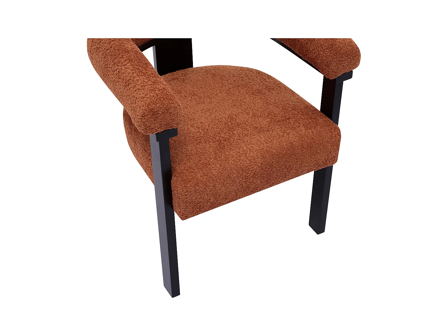 Set van 2 stoelen met armleuningen van boucléstof en heveahout - Terracotta en zwart - LIVELIA van Pascal MORABITO