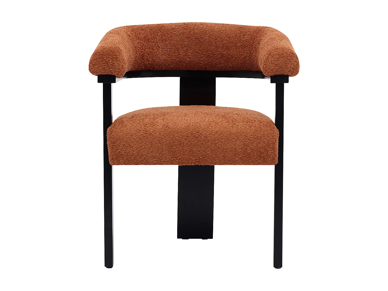 Lot de 2 chaises avec accoudoirs en tissu bouclette et bois d'hévéa noir - Terracotta - LIVELIA de Pascal MORABITO