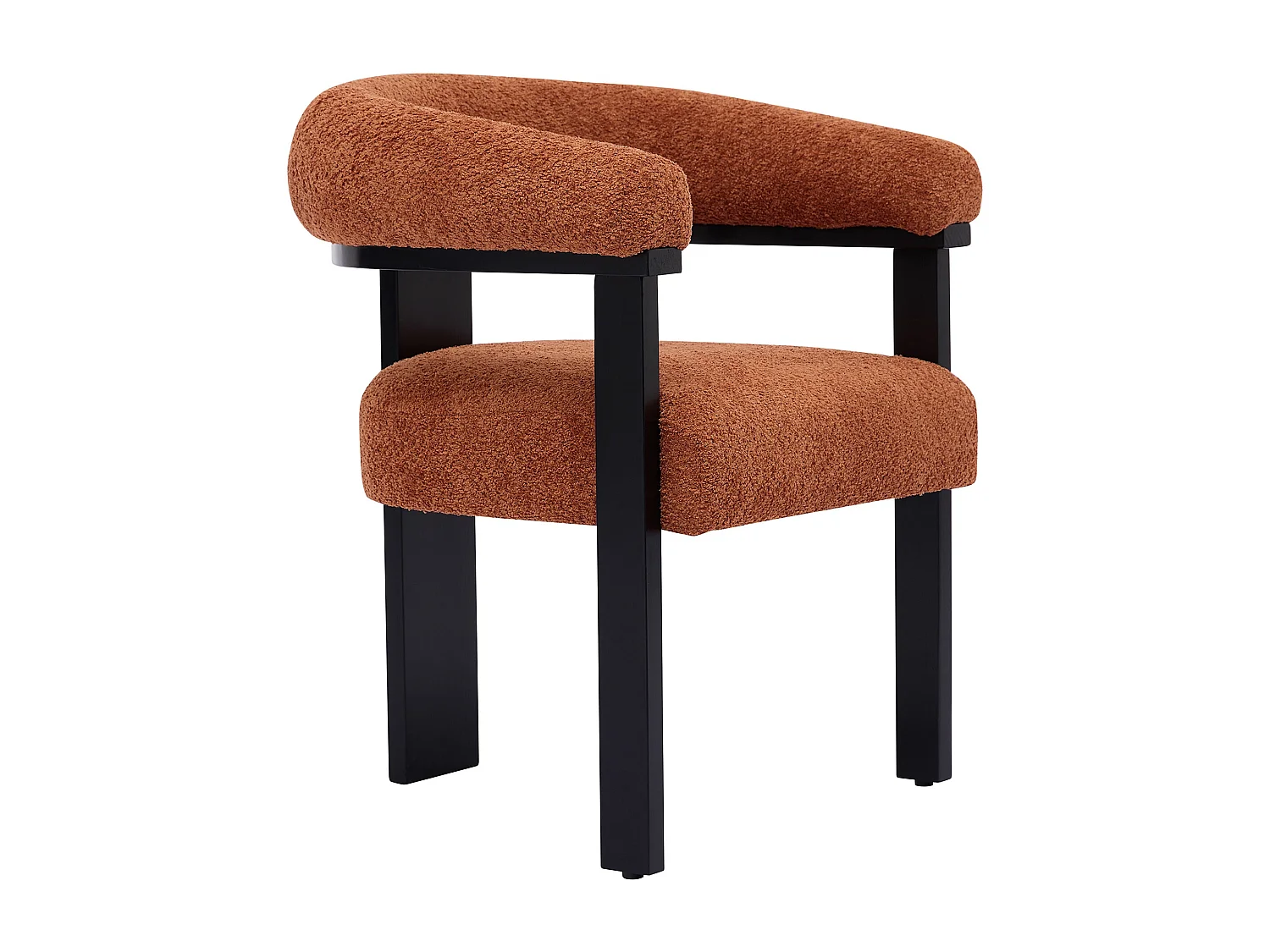 Lot de 2 chaises avec accoudoirs en tissu bouclette et bois d'hévéa noir - Terracotta - LIVELIA de Pascal MORABITO