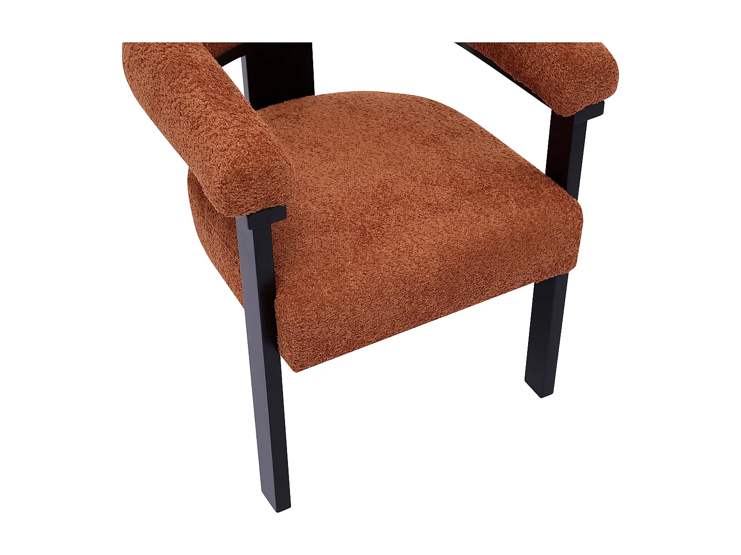 Lot de 6 chaises avec accoudoirs en tissu bouclette et bois d'hévéa noir - Terracotta - LIVELIA de Pascal MORABITO