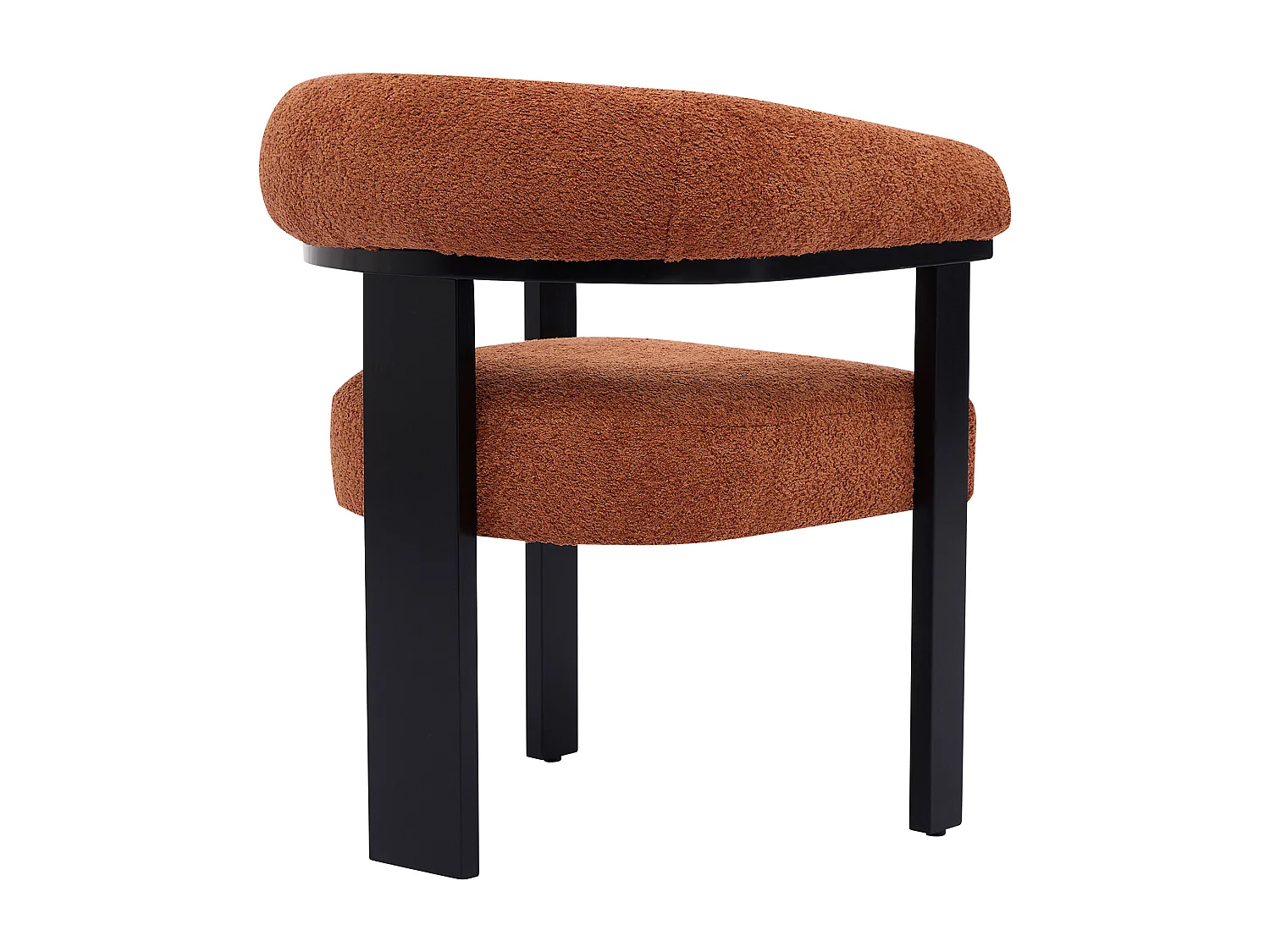 Lot de 6 chaises avec accoudoirs en tissu bouclette et bois d'hévéa noir - Terracotta - LIVELIA de Pascal MORABITO