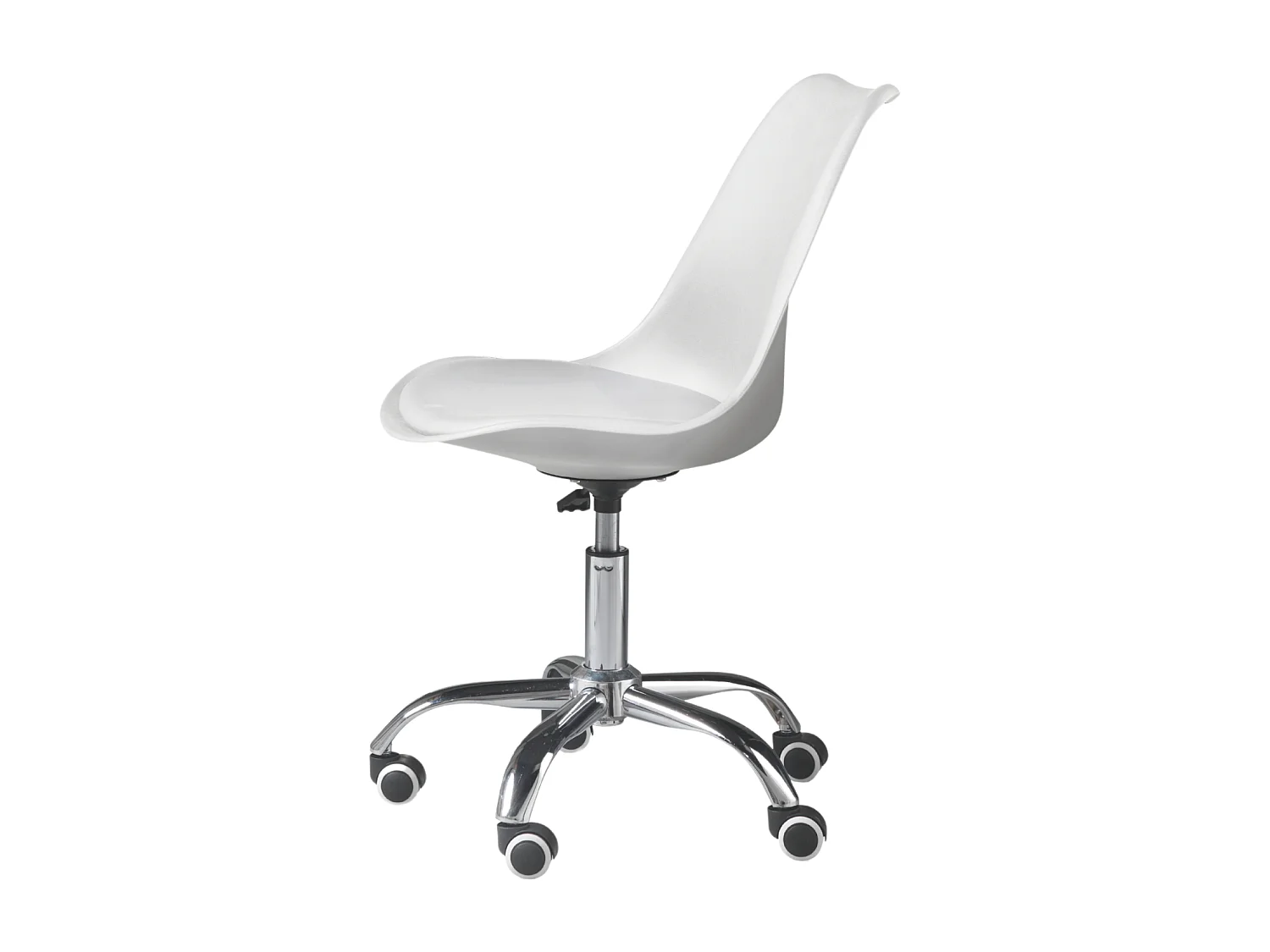 Chaise de bureau pivotante bleue "Dorian" en polypropylène avec assise en éco-cuir et base en métal chromé cm 49x47 82/96h