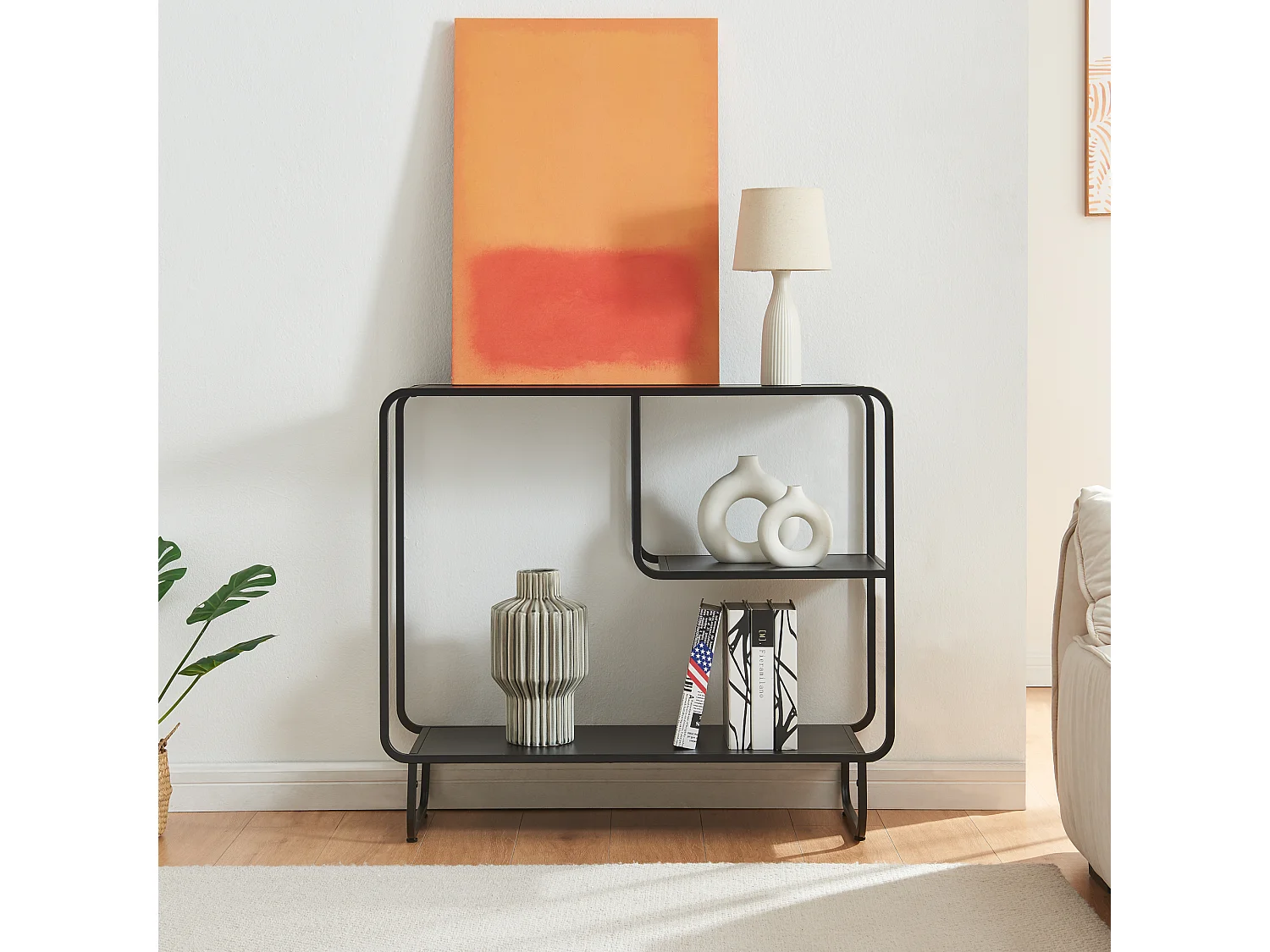 Table console Færder 91,5 x 33 x 80,5 cm acier noir mat [en.casa]