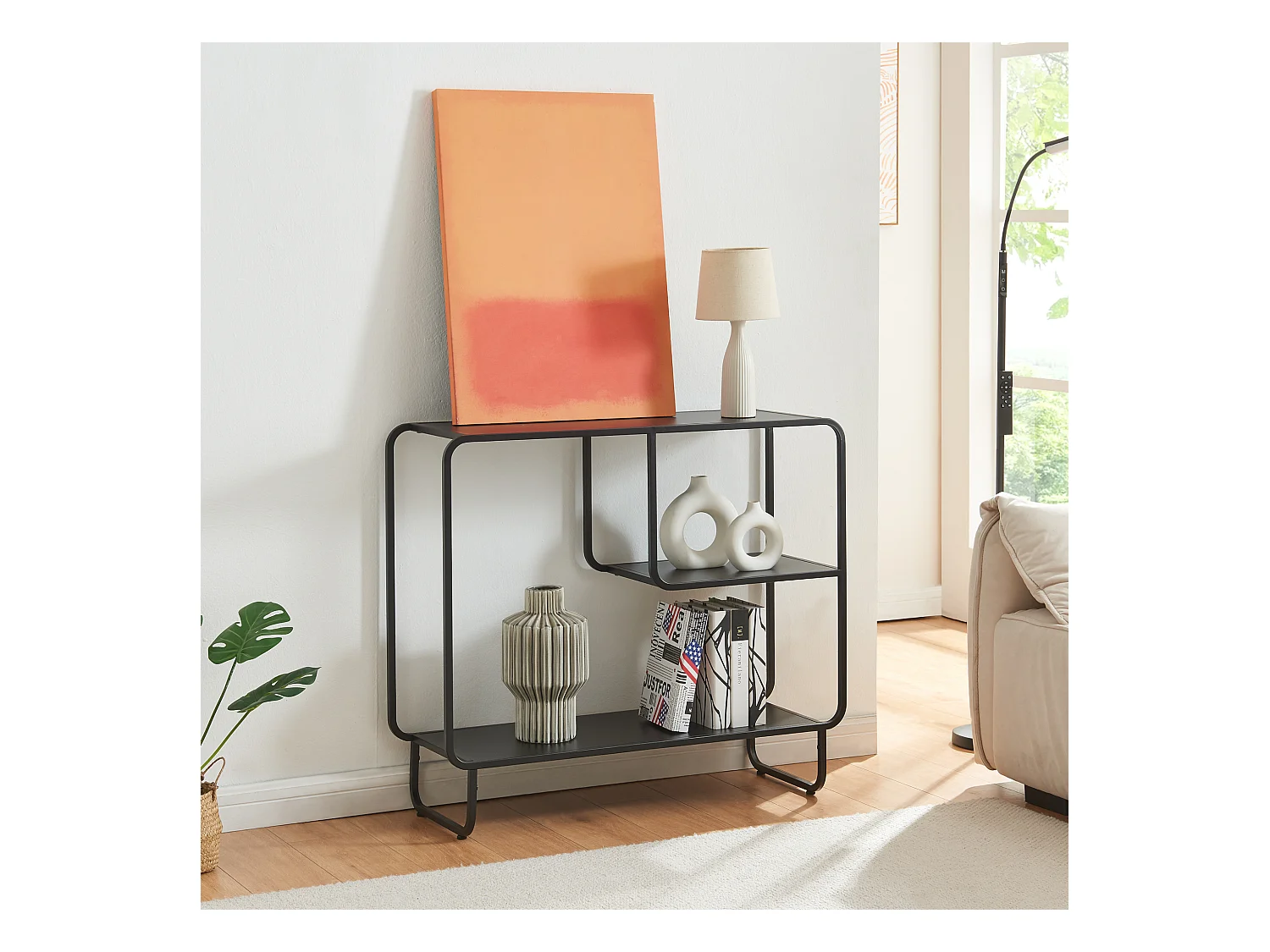 Table console Færder 91,5 x 33 x 80,5 cm acier noir mat [en.casa]