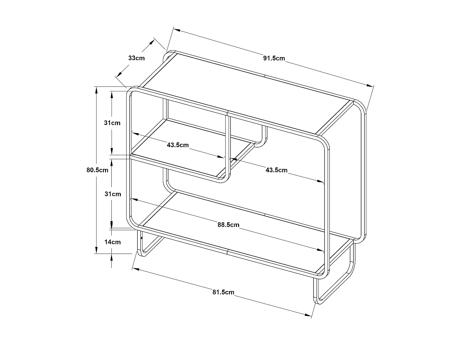 Table console Færder 91,5 x 33 x 80,5 cm acier noir mat [en.casa]