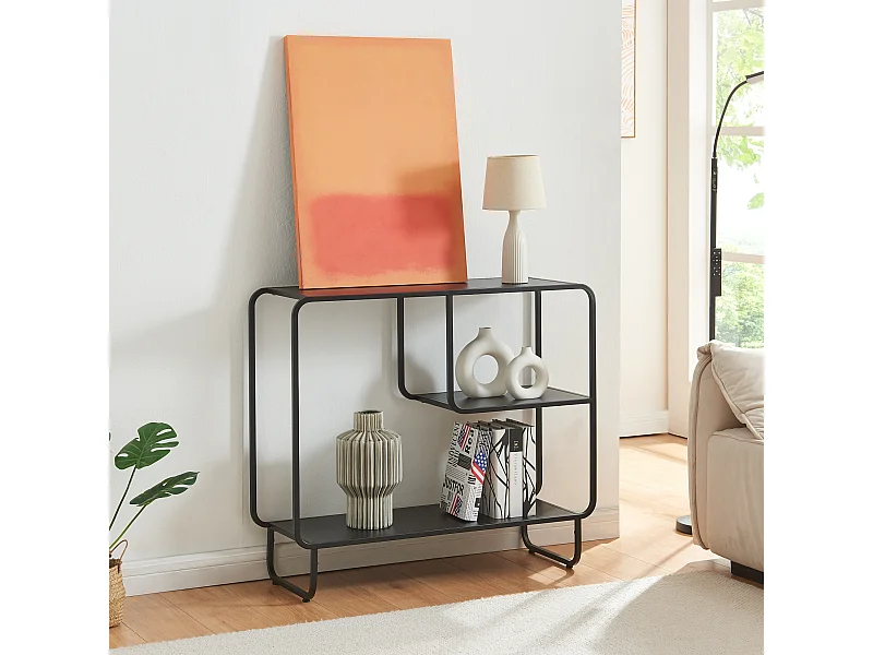 Table console Færder 91,5 x 33 x 80,5 cm acier noir mat [en.casa]