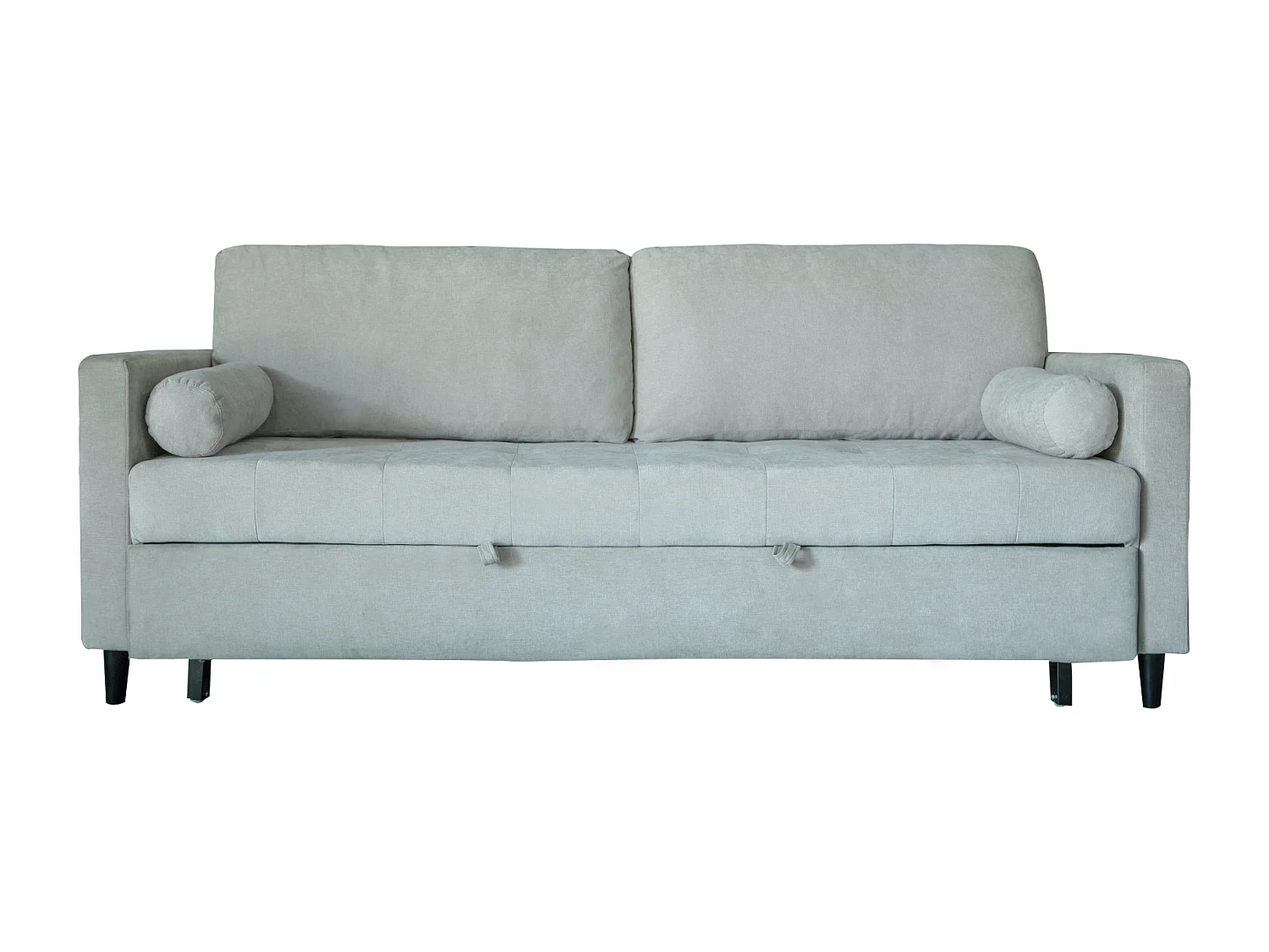 Sofá cama de 90x210x90-152 cm de tela super soft en color ártico y patas negras Loli