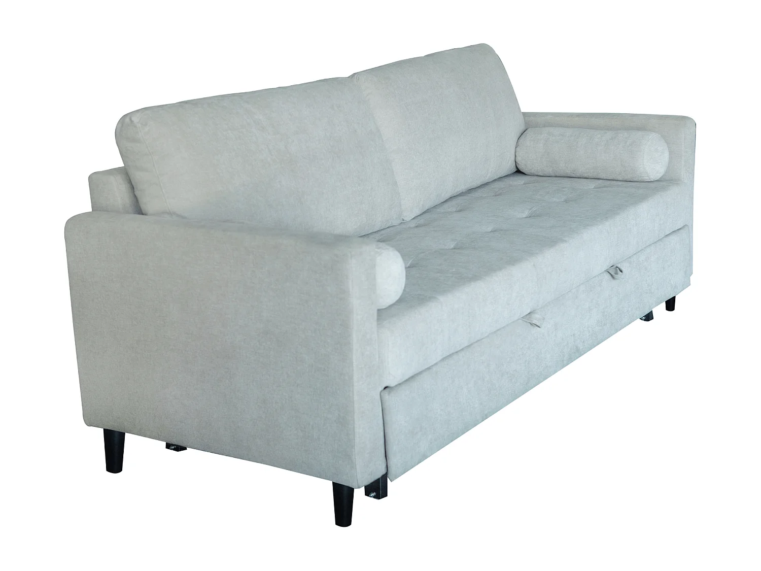 Sofá cama de 90x210x90-152 cm de tela super soft en color ártico y patas negras Loli