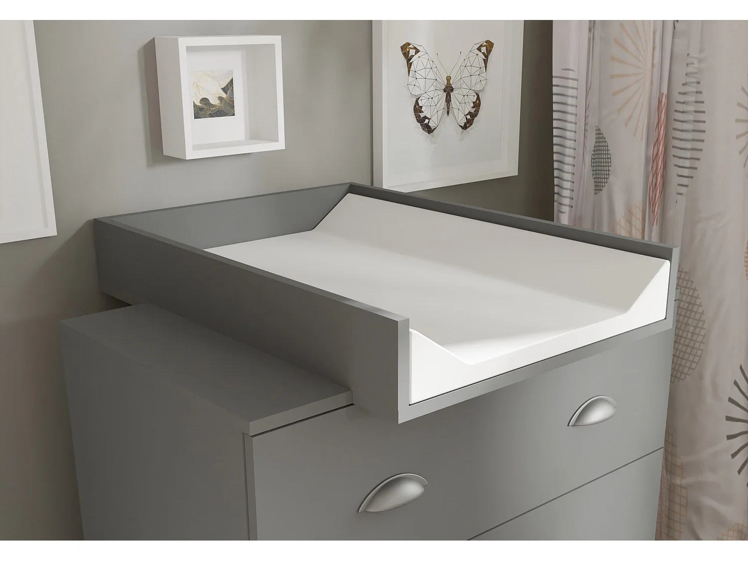 MIA Commode à langer, 80 cm, à 3 tiroirs, pour enfants, table à langer en basalte