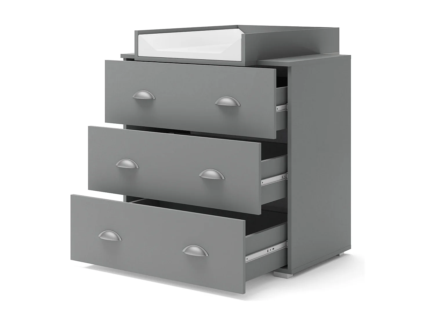 MIA Commode à langer, 80 cm, à 3 tiroirs, pour enfants, table à langer en basalte