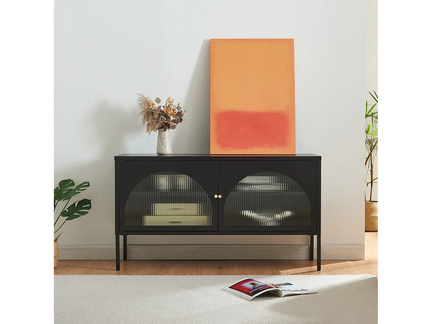 Meuble TV Karlskrona 115 x 35 x 64 cm noir mat [en.casa]