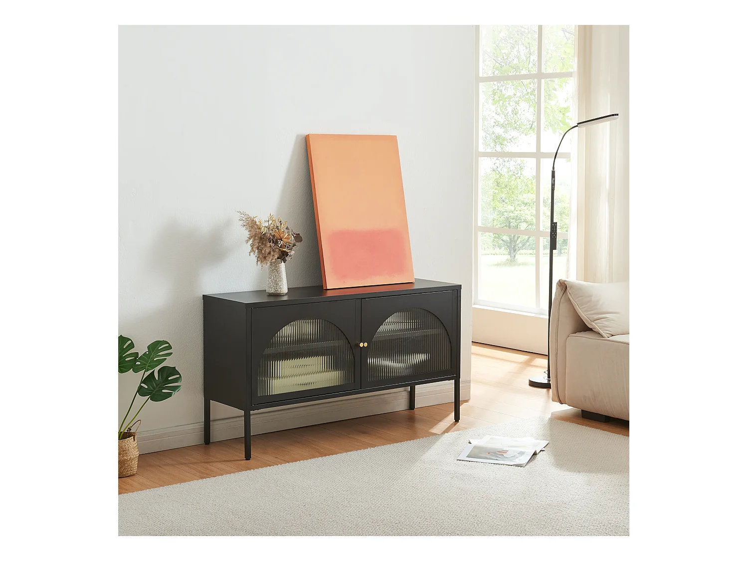 Meuble TV Karlskrona 115 x 35 x 64 cm noir mat [en.casa]