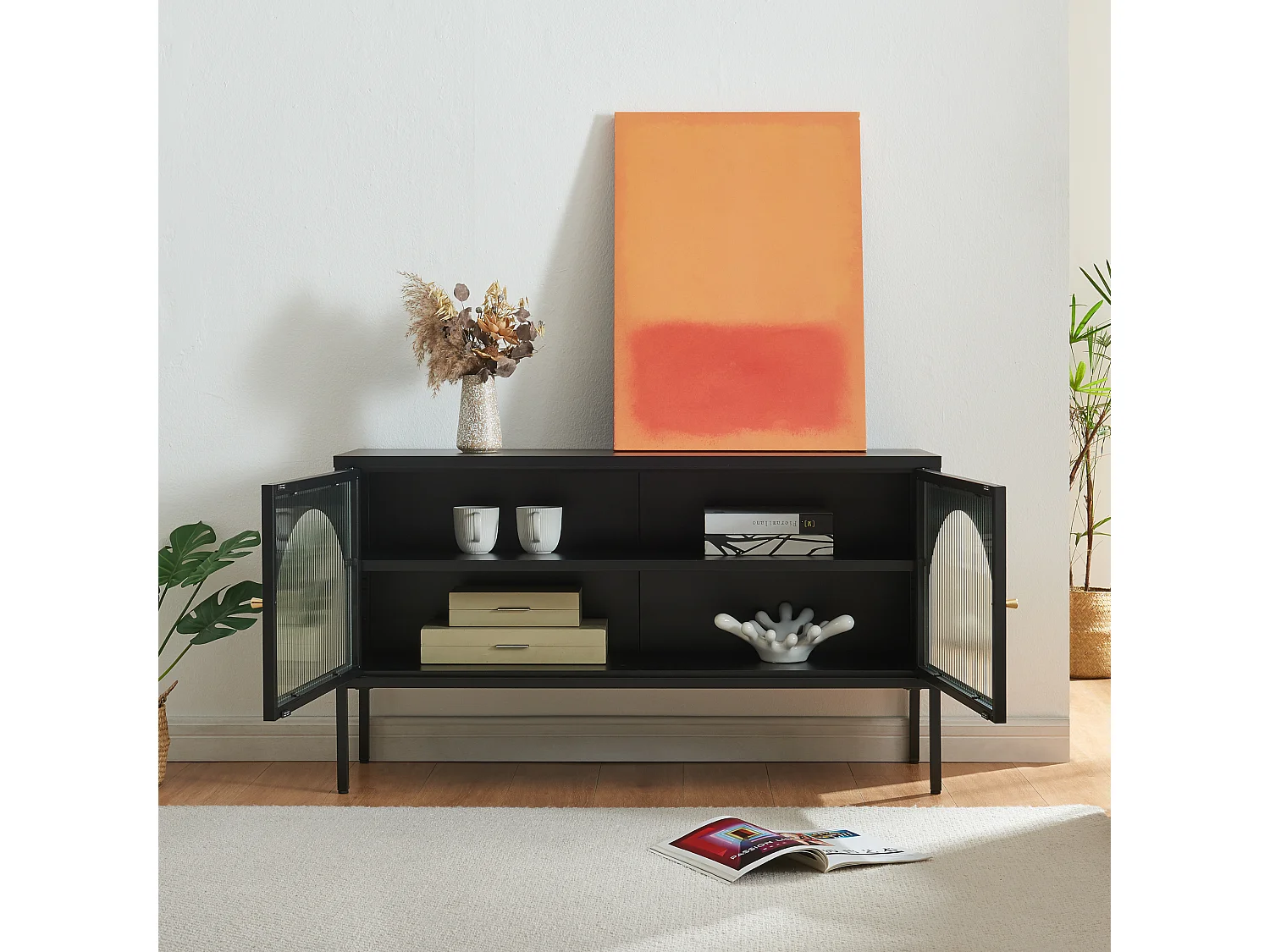 Meuble TV Karlskrona 115 x 35 x 64 cm noir mat [en.casa]