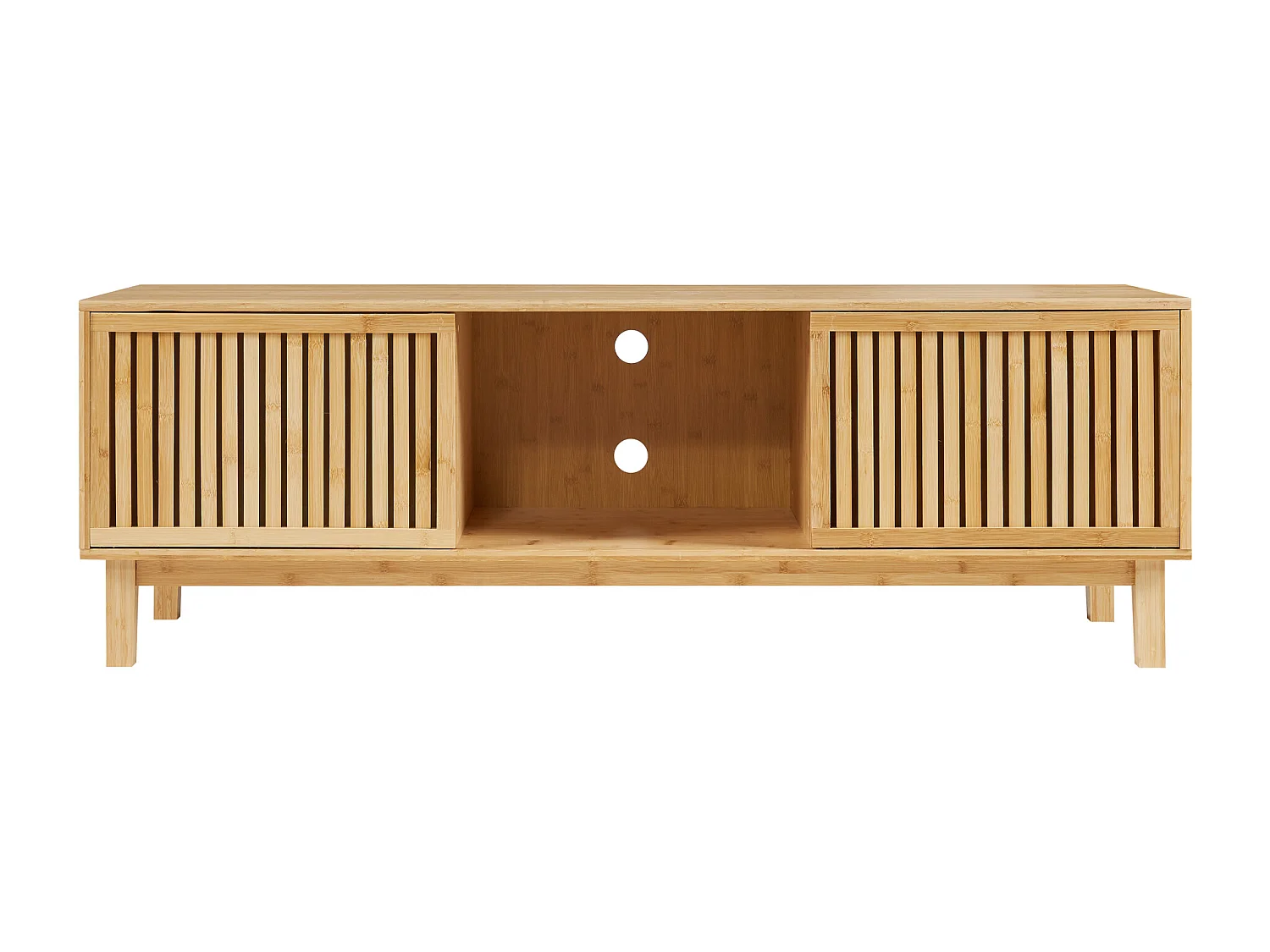 Meuble TV Ypäjä 150 x 42 x 50 cm bambou naturel [en.casa]