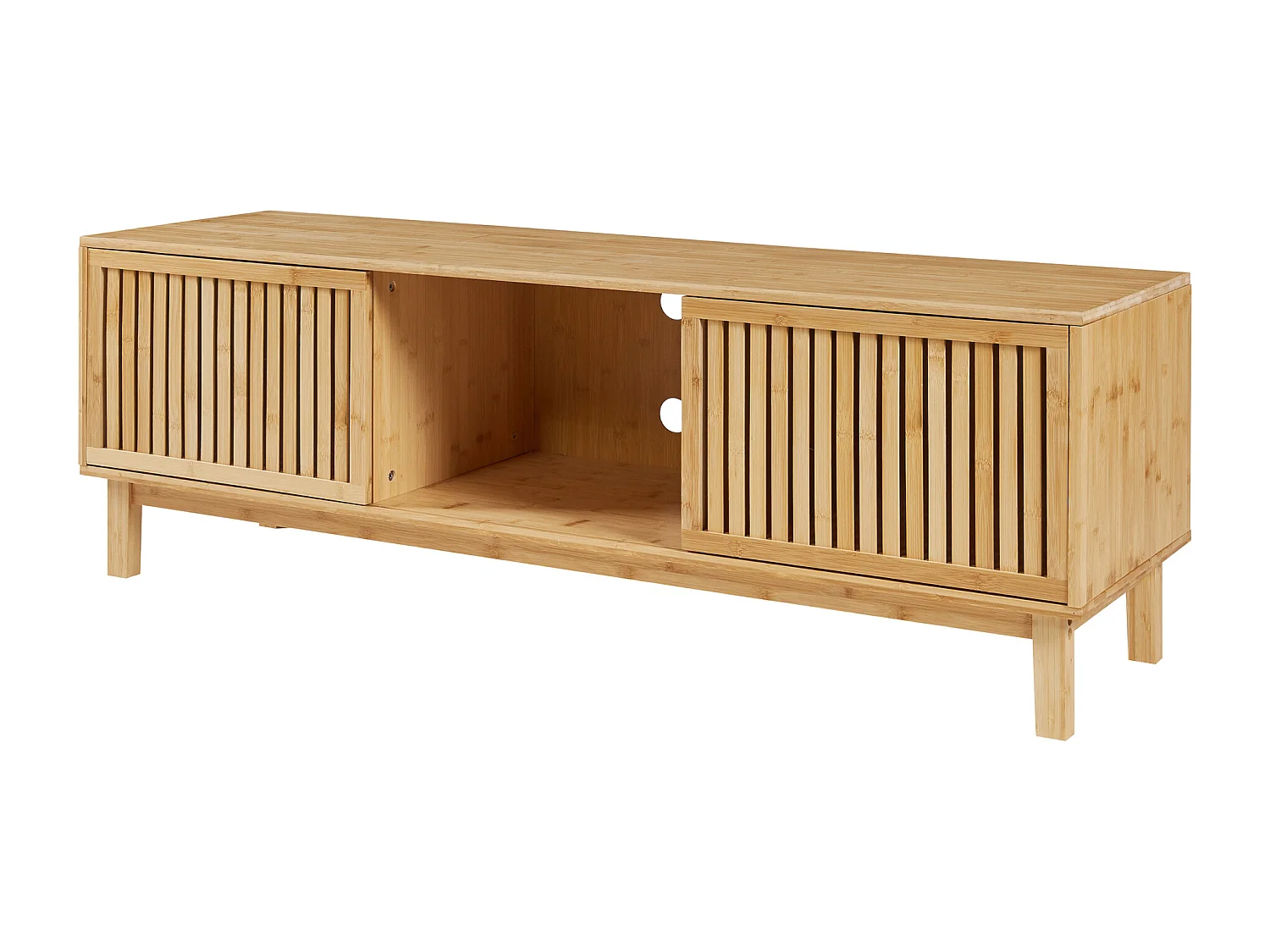 Meuble TV Ypäjä 150 x 42 x 50 cm bambou naturel [en.casa]