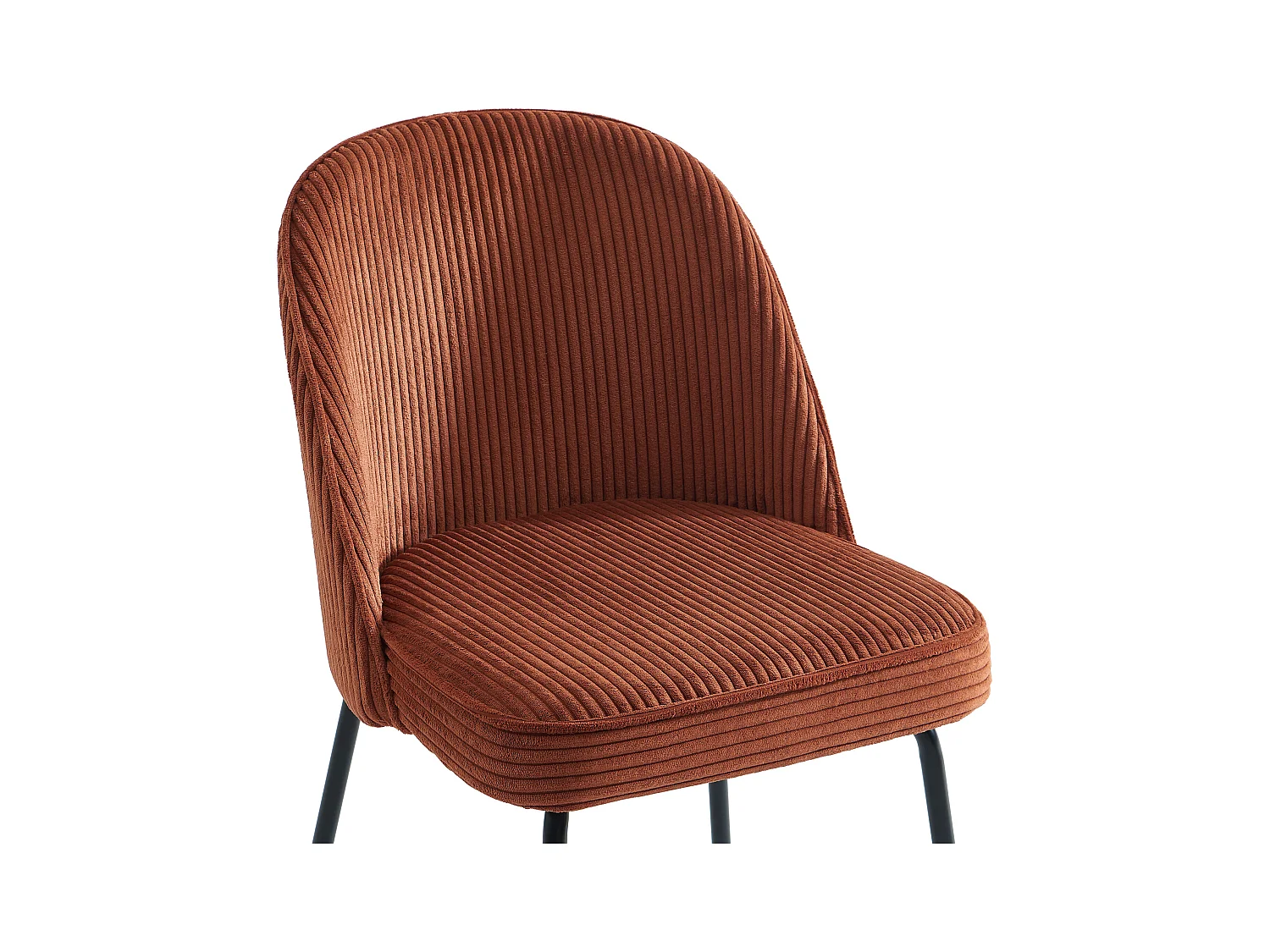 Set van 6 stoelen van ribfluweel en zwart metaal - Terracotta - ALPALI