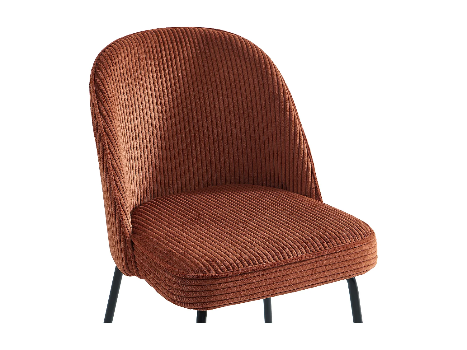 Set van 6 stoelen van ribfluweel en zwart metaal - Terracotta - ALPALI