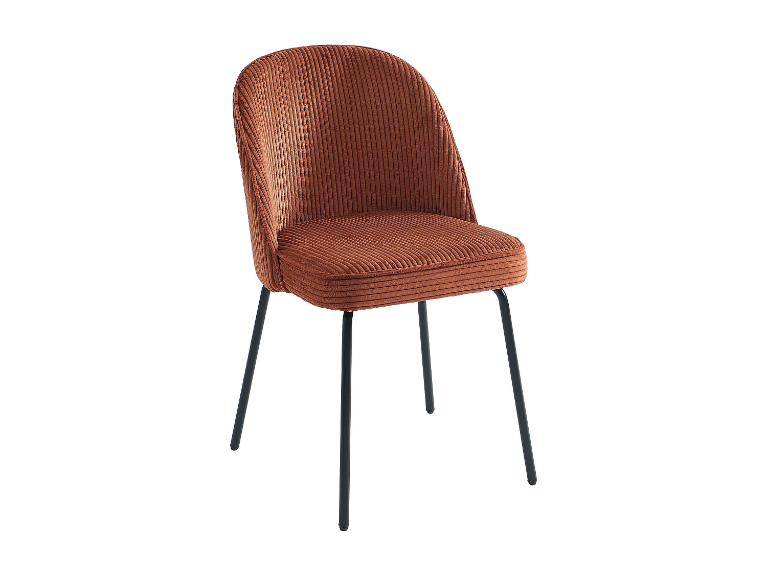 Set van 6 stoelen van ribfluweel en zwart metaal - Terracotta - ALPALI