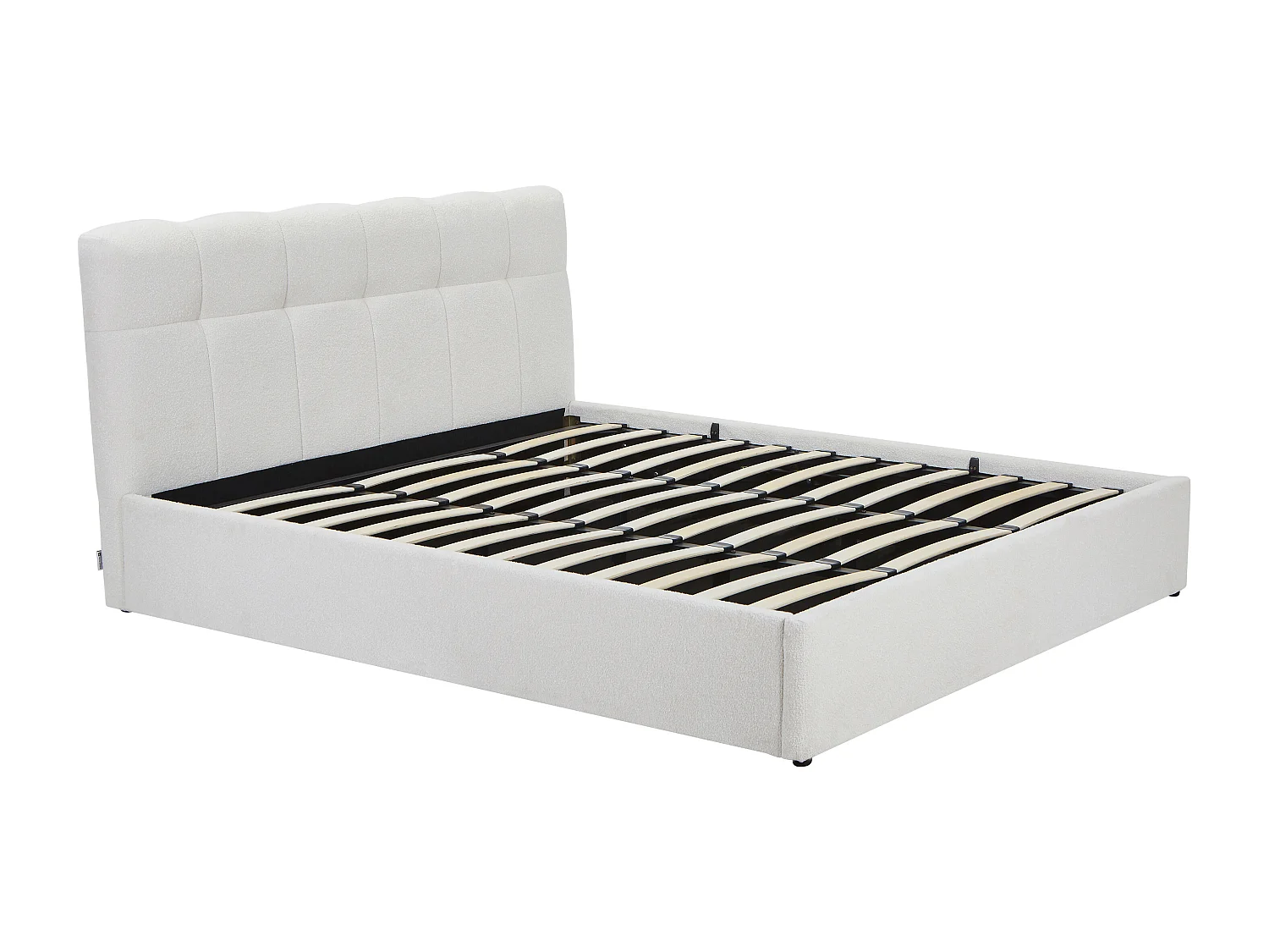 Lit coffre 180 x 200 cm - Tissu bouclette - Blanc - MAZIRI