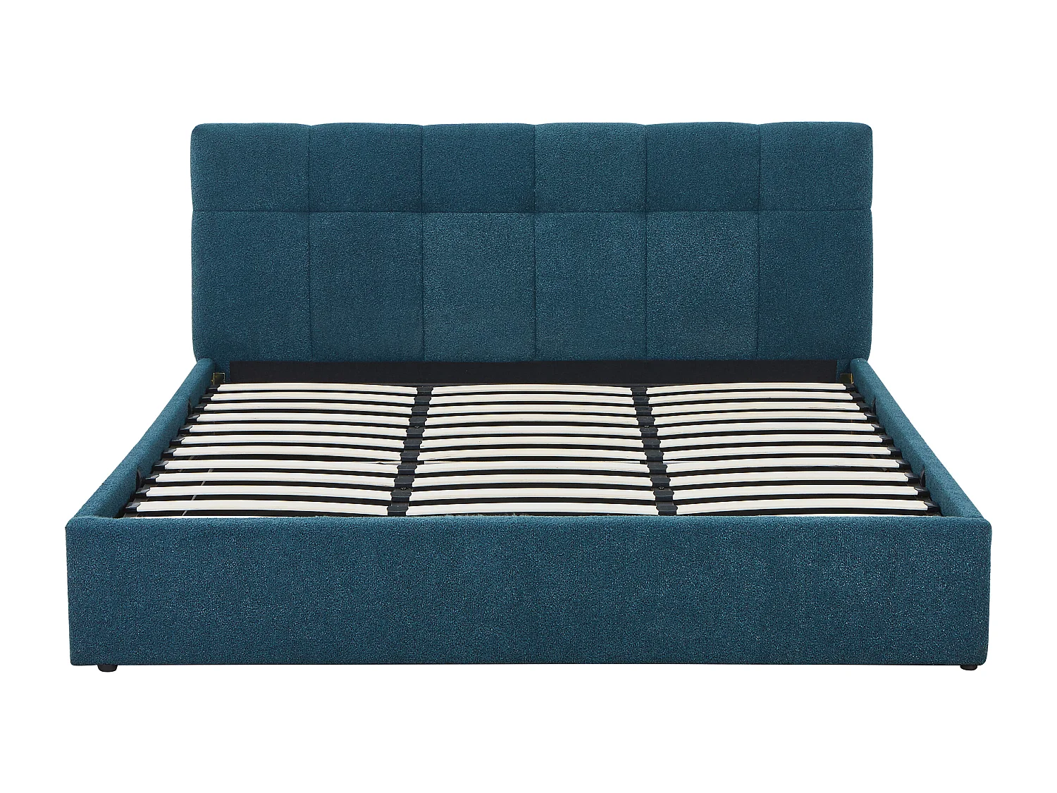 Letto con contenitore 180 x 200 cm - Tessuto bouclette Blu pavone - MAZIRI