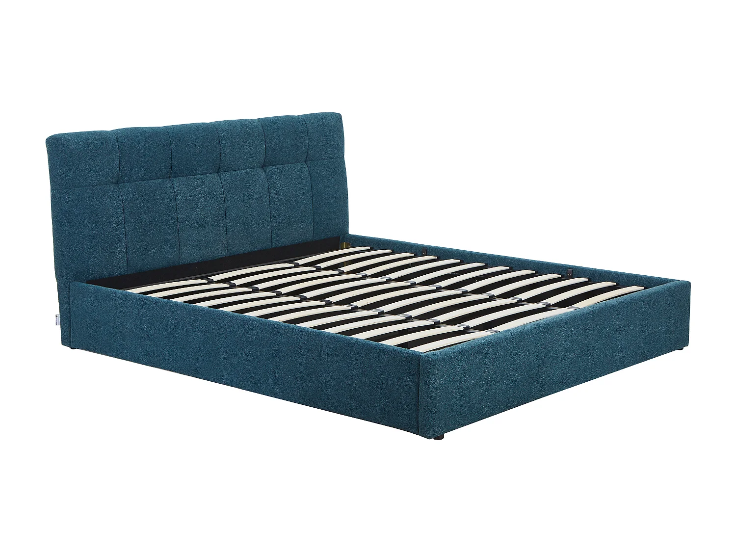 Lit coffre 180 x 200 cm - Tissu bouclette - Bleu canard - MAZIRI