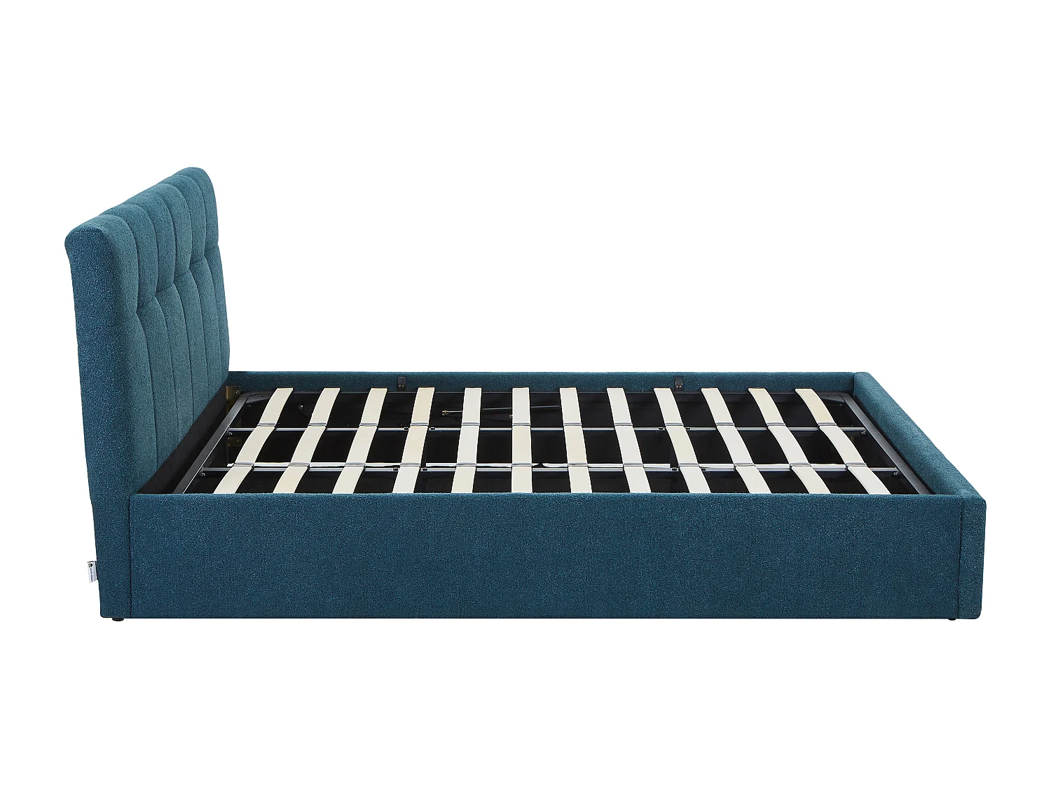 Lit coffre 180 x 200 cm - Tissu bouclette - Bleu canard - MAZIRI