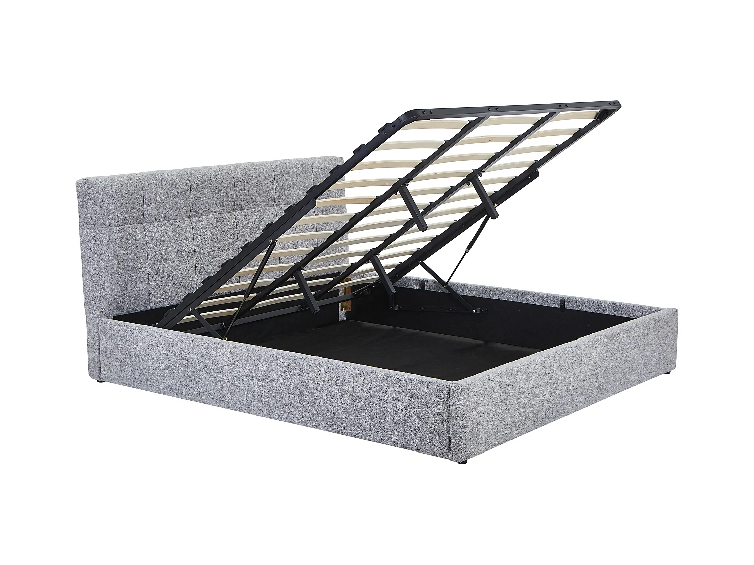 Lit coffre 180 x 200 cm - Tissu bouclette - Gris - MAZIRI