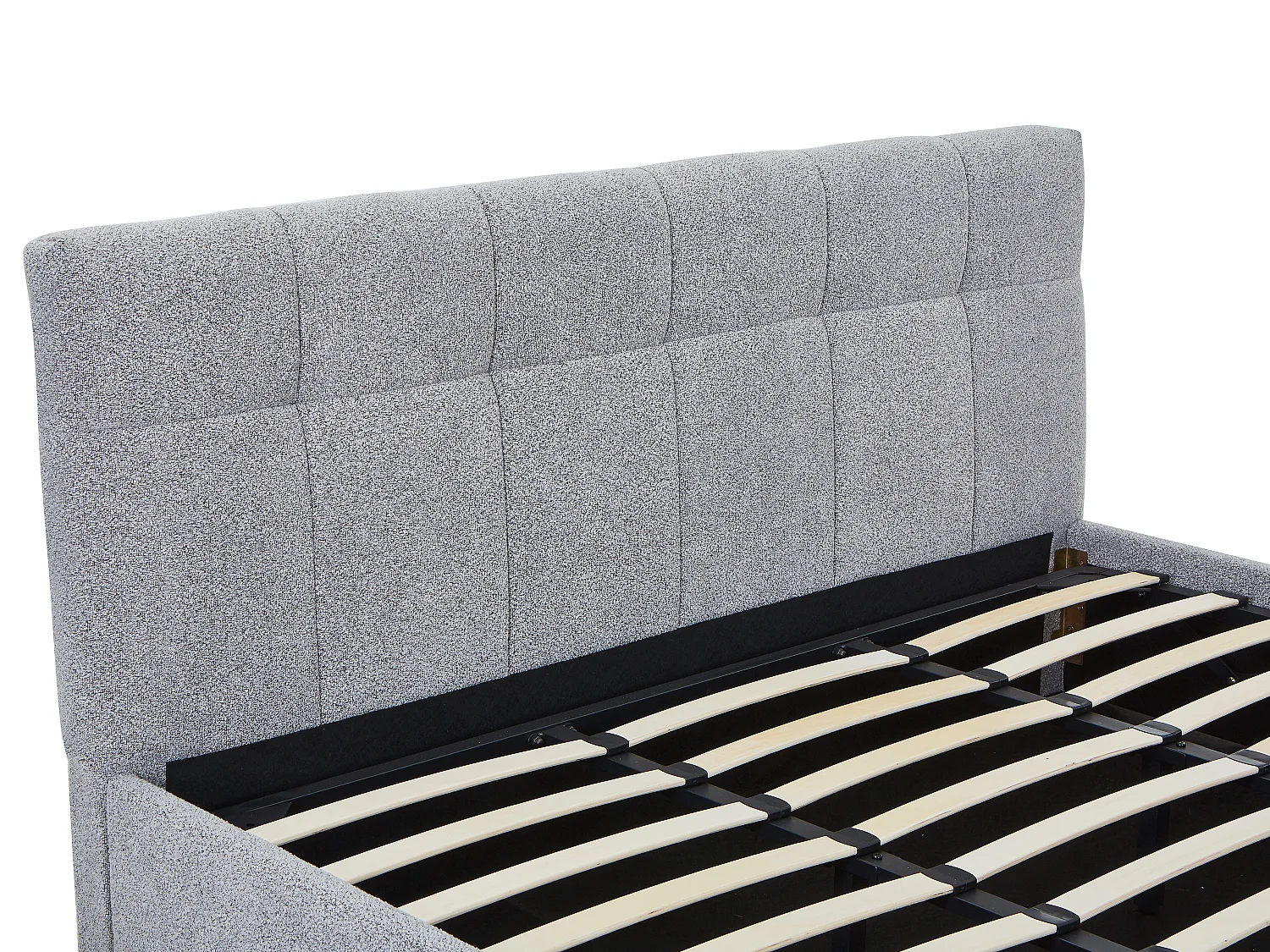 Lit coffre 180 x 200 cm - Tissu bouclette - Gris - MAZIRI