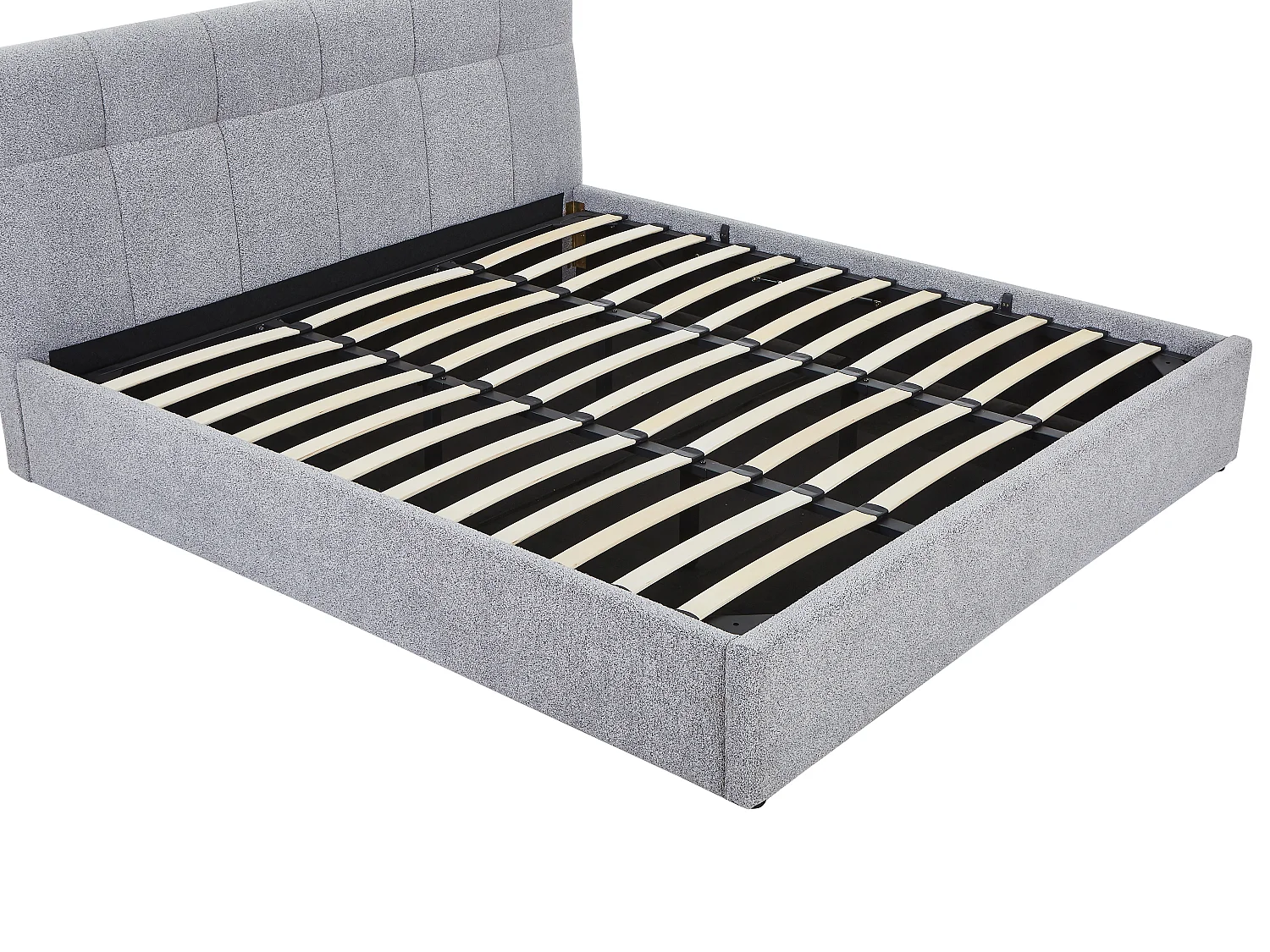 Lit coffre 180 x 200 cm - Tissu bouclette - Gris - MAZIRI