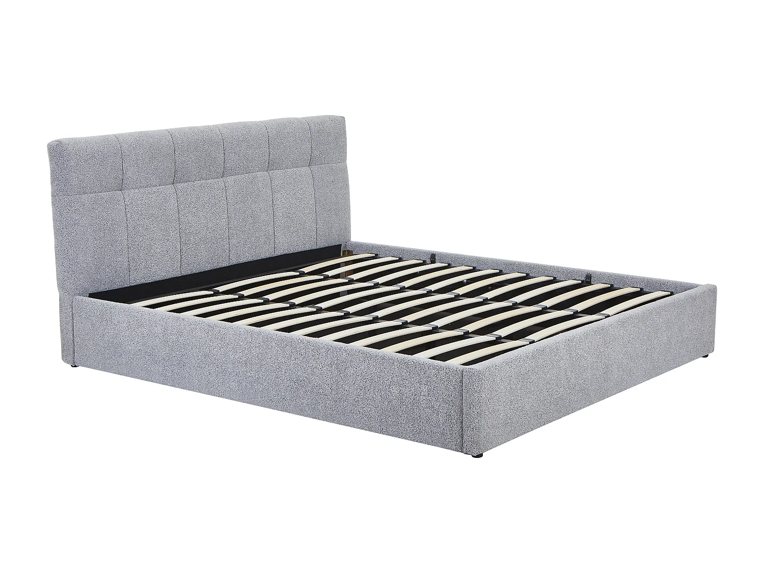 Lit coffre 180 x 200 cm - Tissu bouclette - Gris - MAZIRI