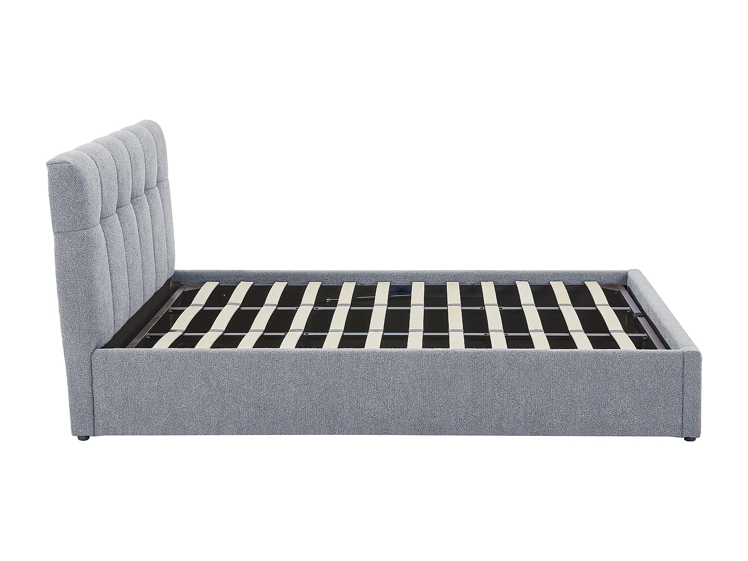 Lit coffre 180 x 200 cm - Tissu bouclette - Gris - MAZIRI