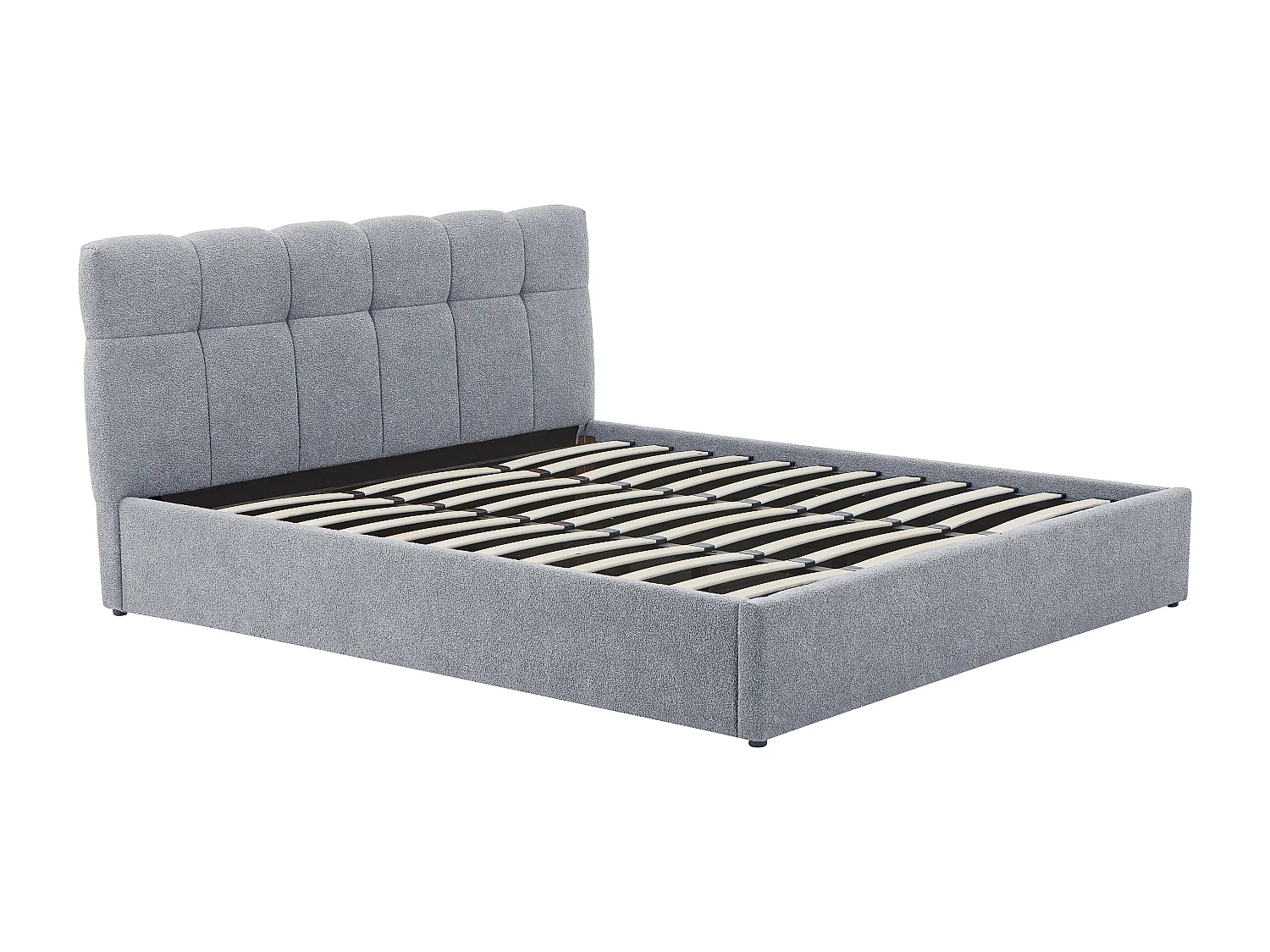 Lit coffre 180 x 200 cm - Tissu bouclette - Gris - MAZIRI