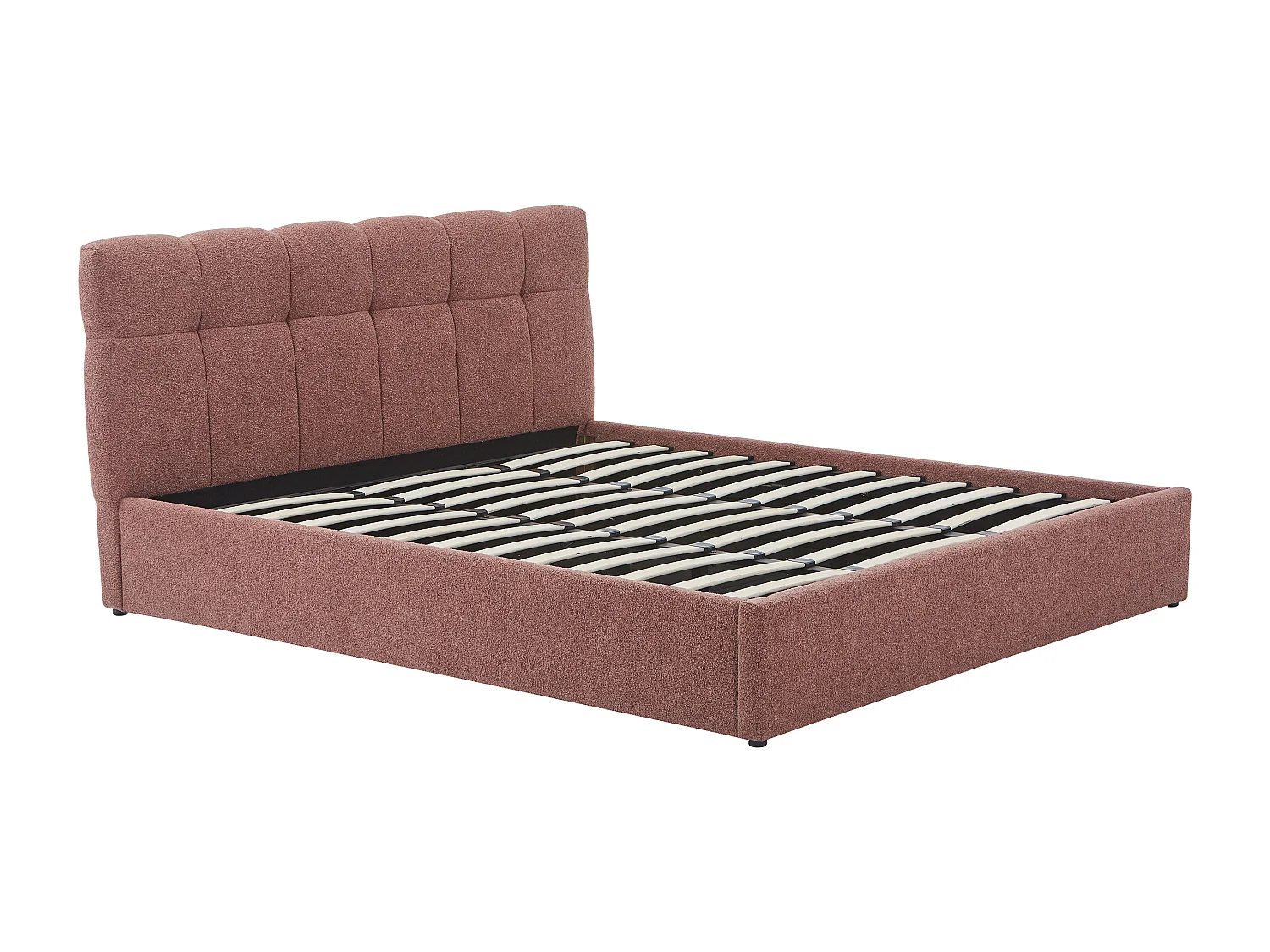 Letto con contenitore 180 x 200 cm - Tessuto bouclette Terracotta - MAZIRI