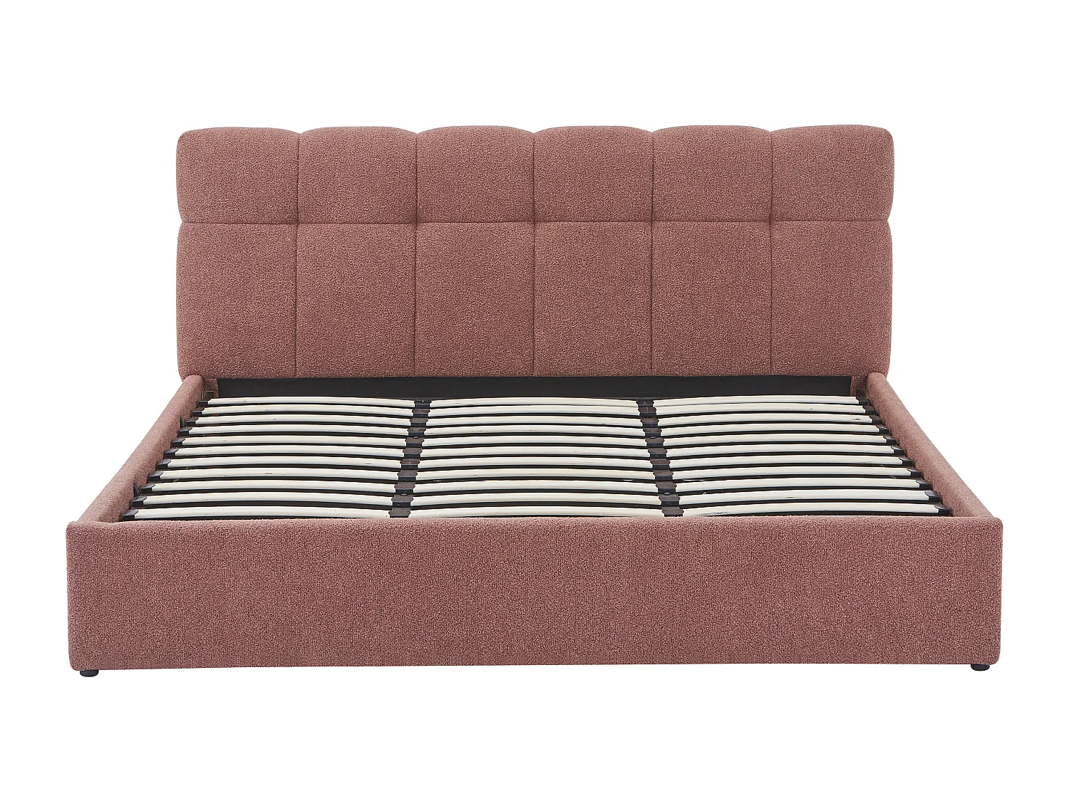 Lit coffre 180 x 200 cm - Tissu bouclette - Terracotta - MAZIRI