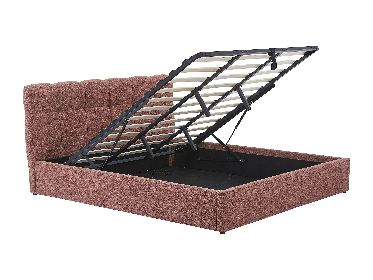 Lit coffre 180 x 200 cm - Tissu bouclette - Terracotta - MAZIRI