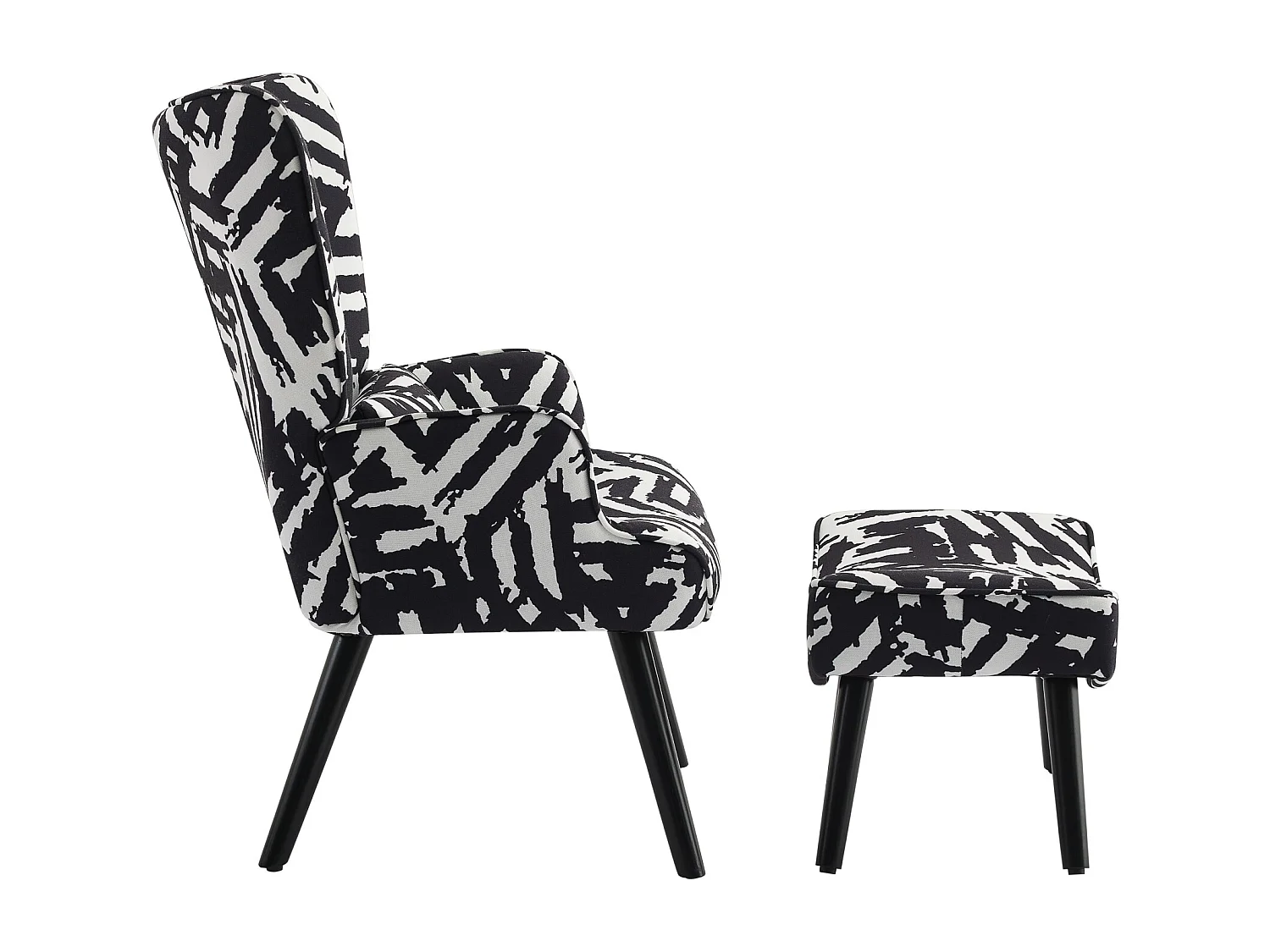 Fauteuil HomeMiYN avec Coussin et Tabouret - Chaise d'Angle Rustique pour le Salon