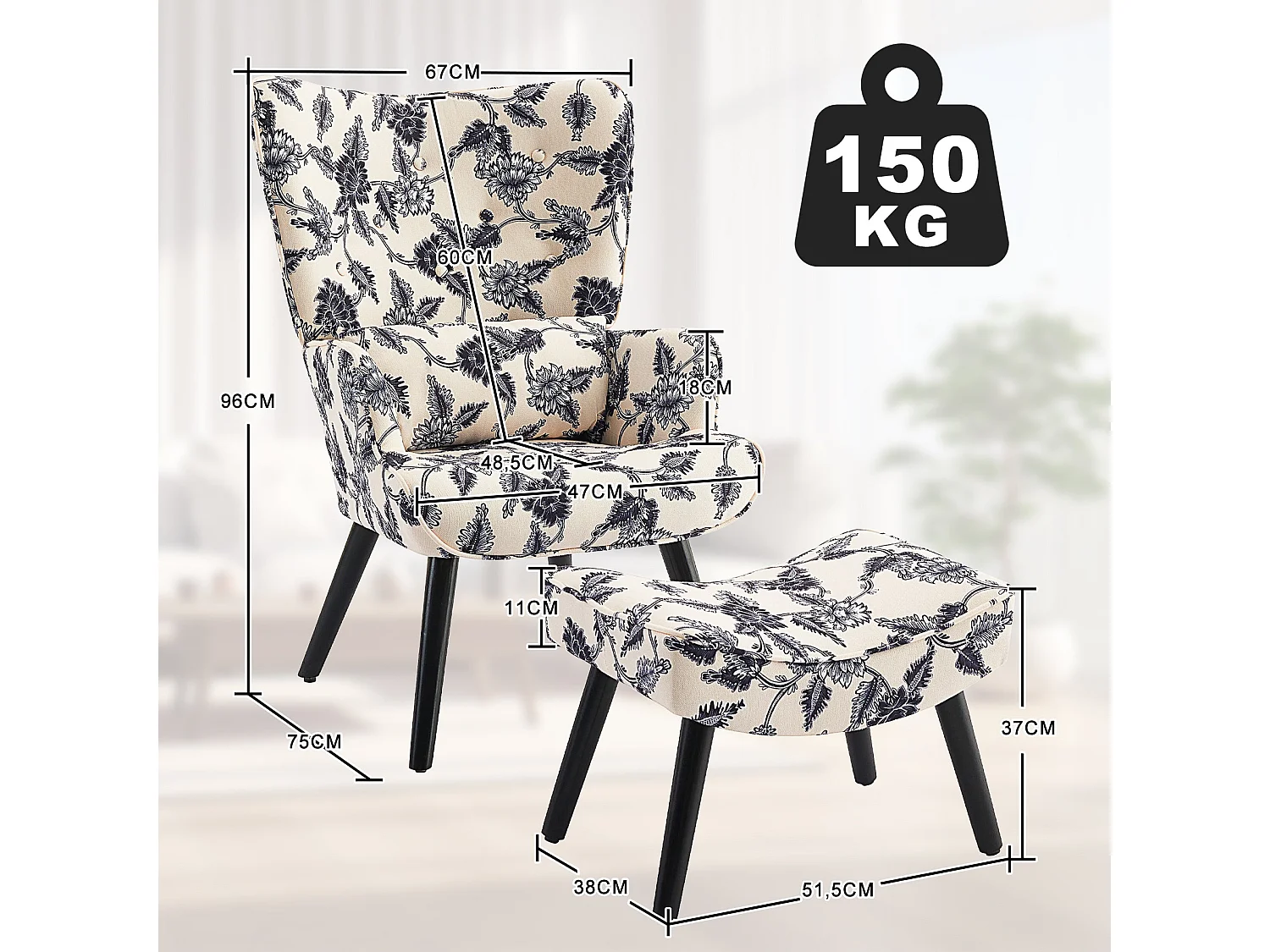 Chaise Rétro HOMEMiYN avec Repose-Pieds : Style Éclatant et Confort Inégalé