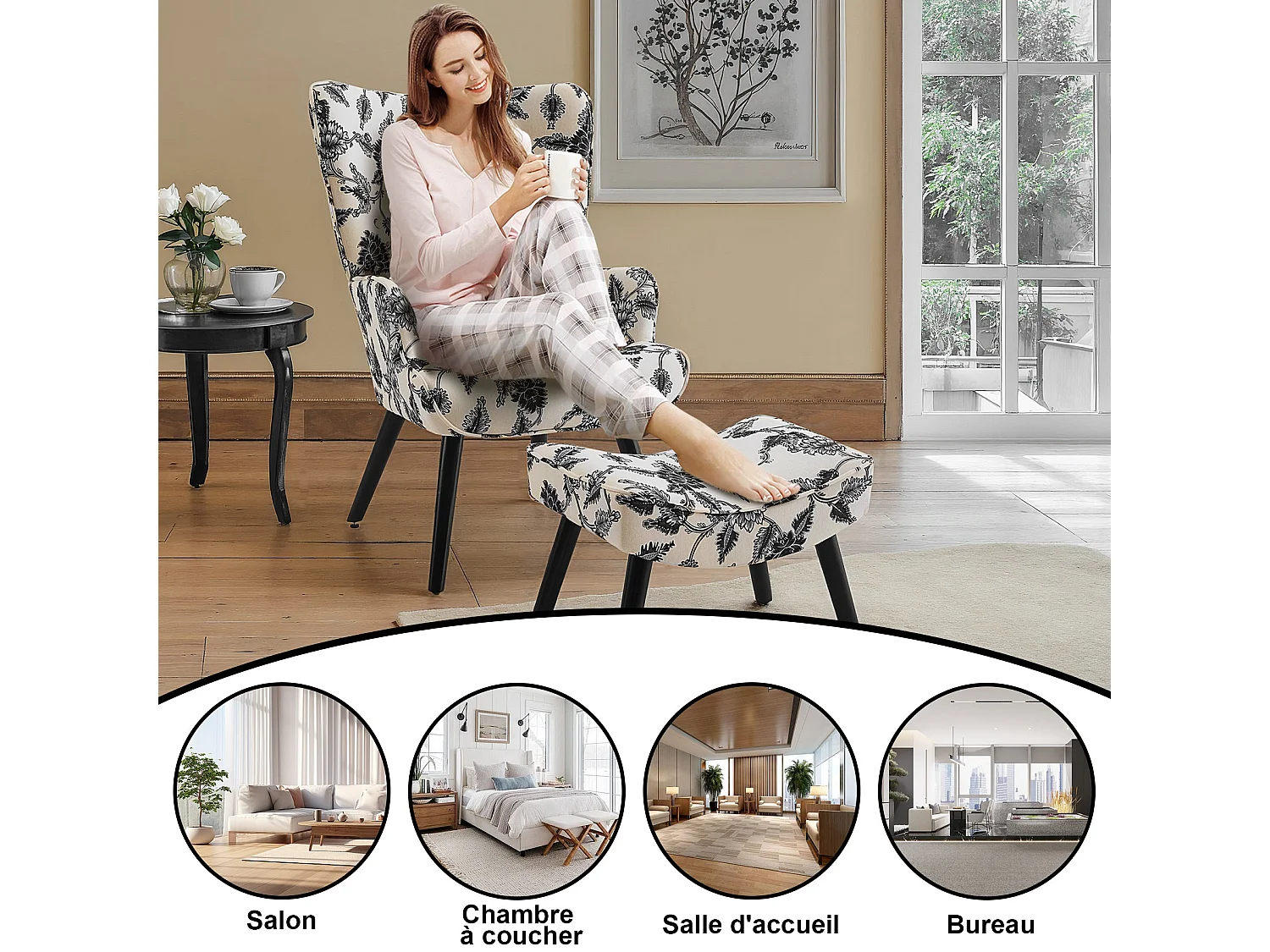 Chaise Rétro HOMEMiYN avec Repose-Pieds : Style Éclatant et Confort Inégalé