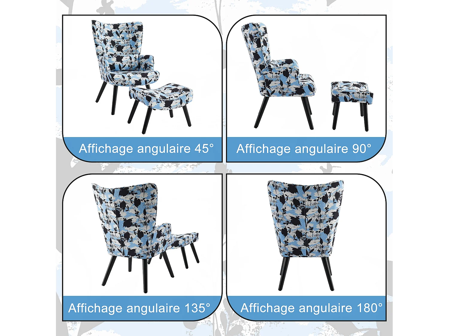 HomeMiYN Sillón con Cojín y Taburete - Silla Esquinera Rústica para Salón