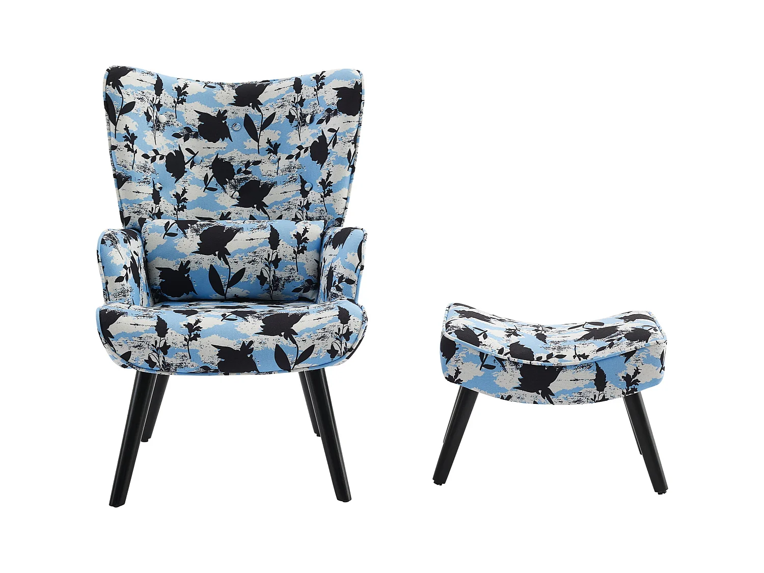 HomeMiYN Sillón con Cojín y Taburete - Silla Esquinera Rústica para Salón