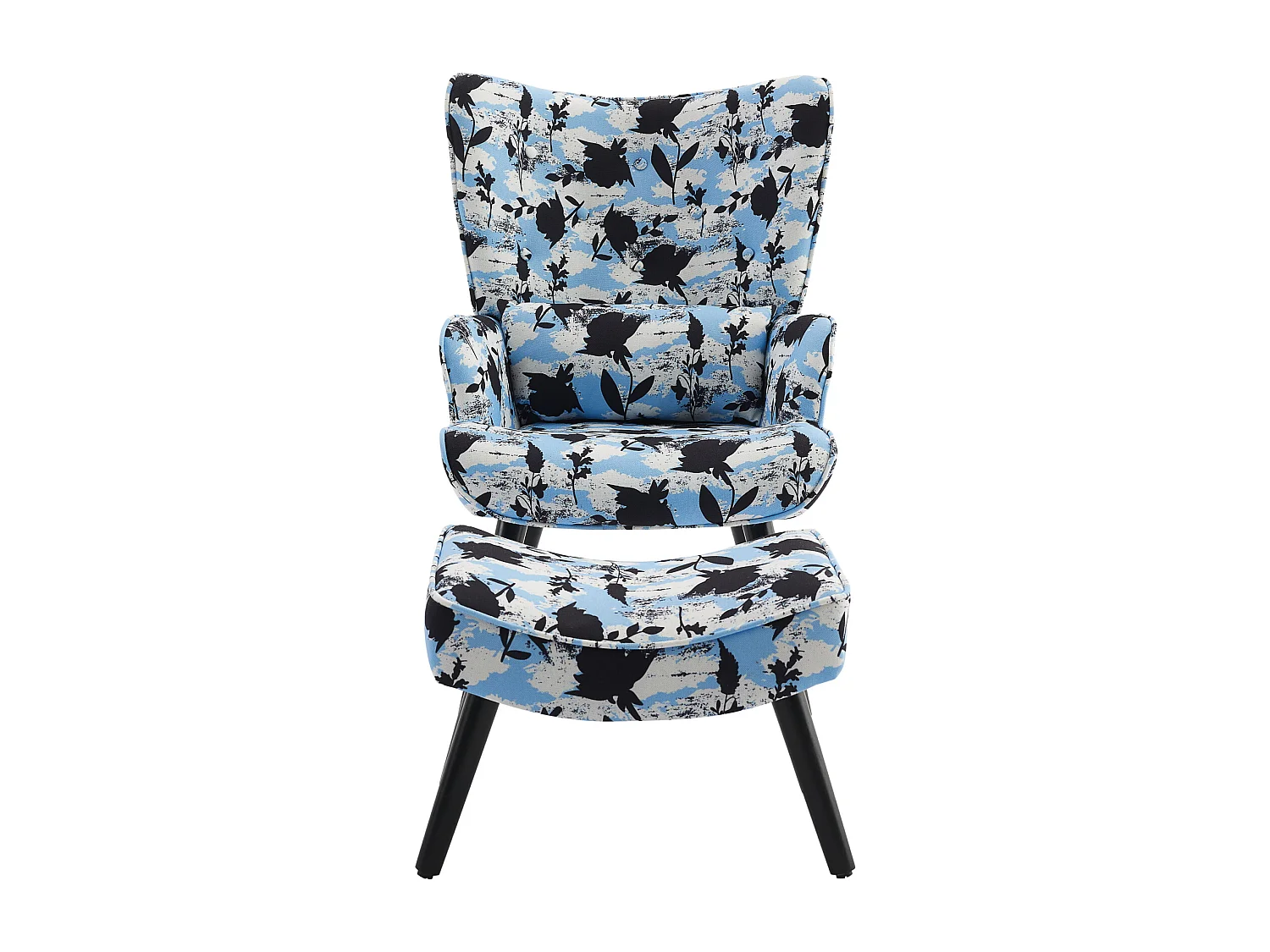 Fauteuil HomeMiYN avec Coussin et Tabouret - Chaise d'Angle Rustique pour le Salon