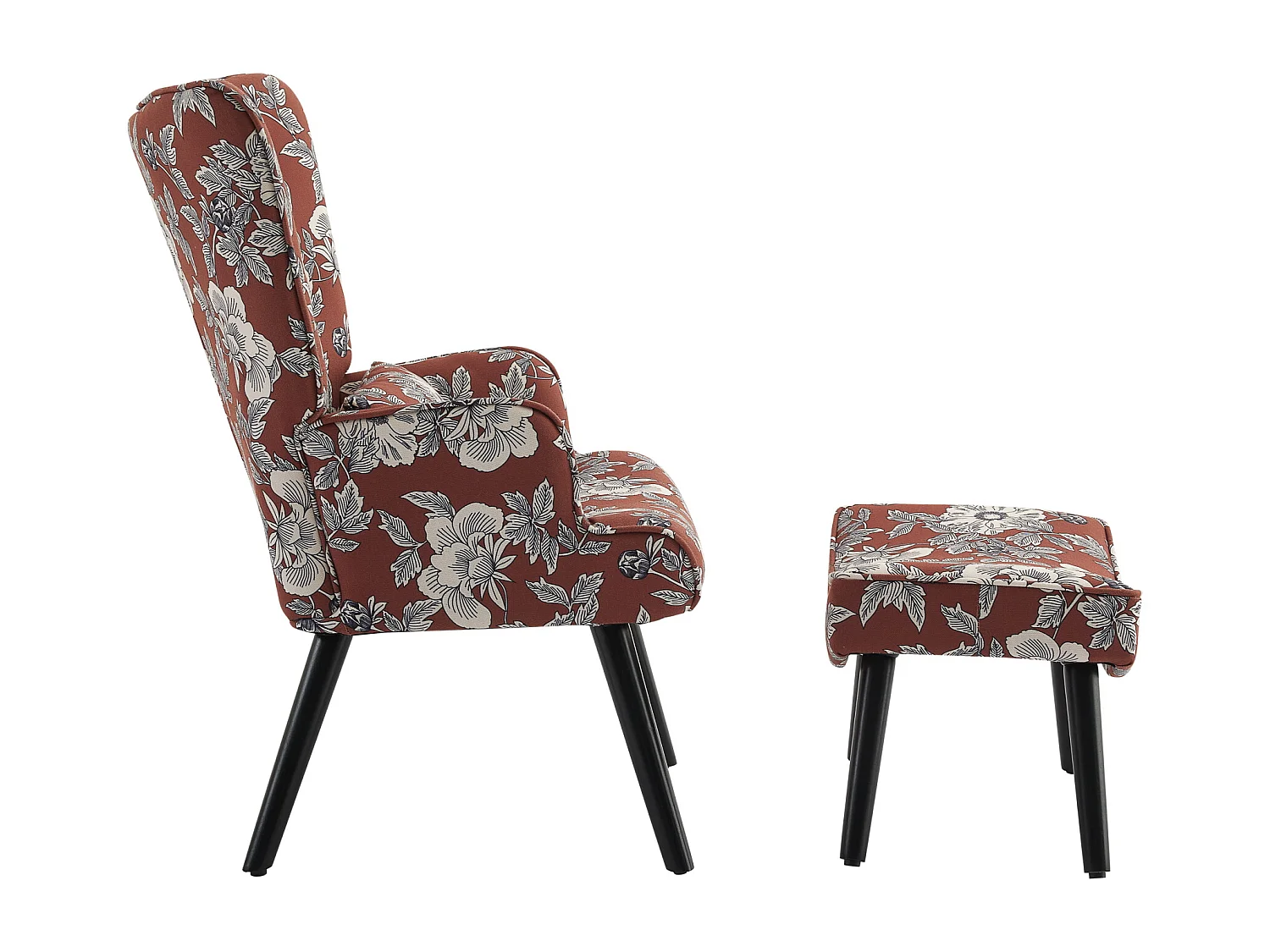 Fauteuil HomeMiYN avec Coussin et Tabouret - Chaise d'Angle Rustique pour le Salon