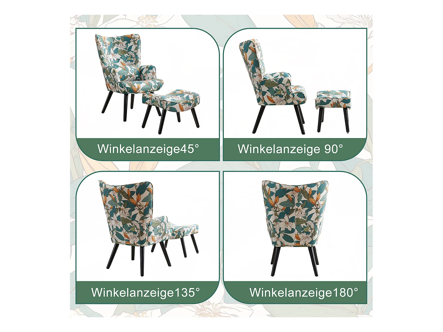 Fauteuil HomeMiYN avec Coussin et Tabouret - Chaise d'Angle Rustique pour le Salon